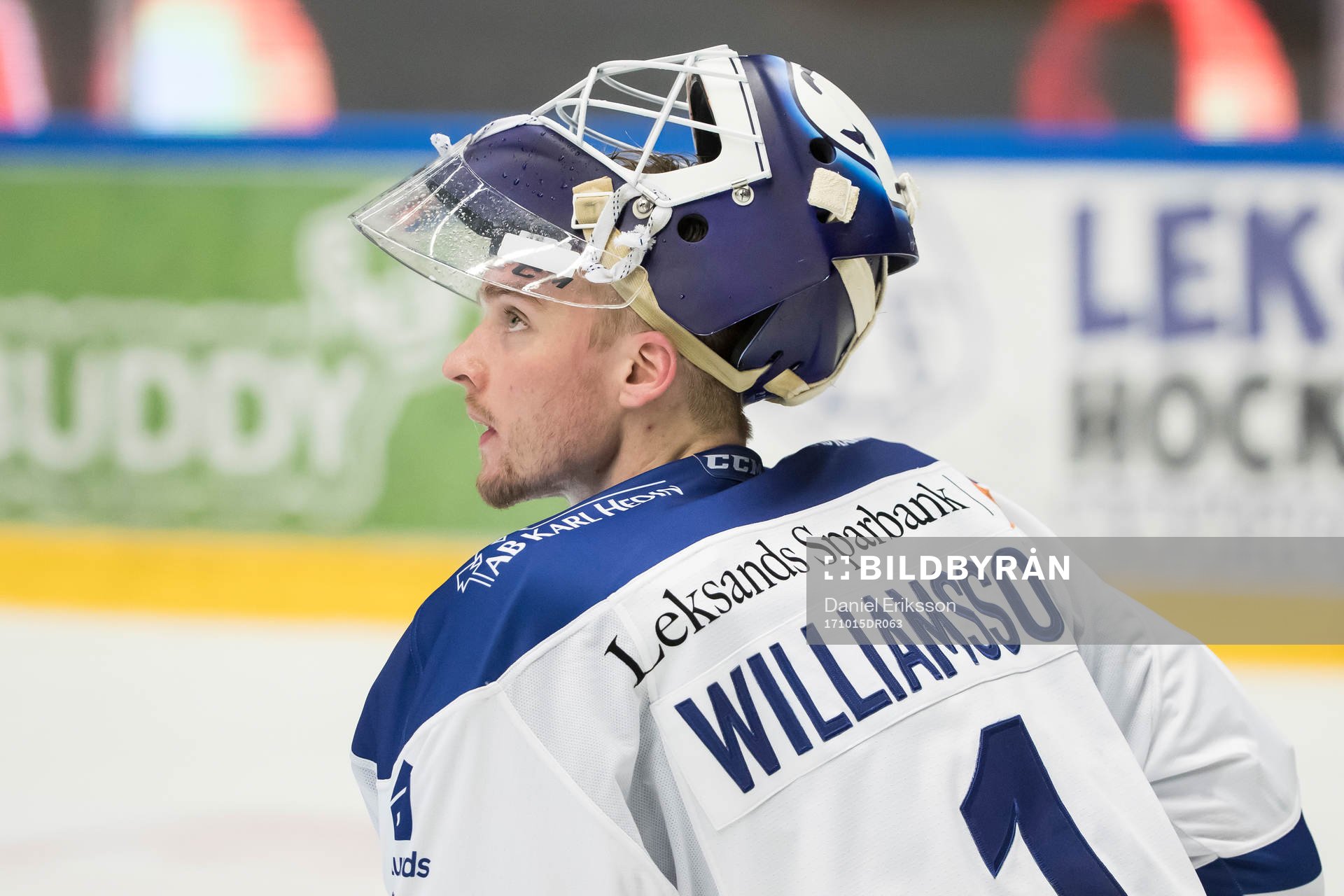 Leksands målvakt Tex Williamsson  i ishockeymatchen i