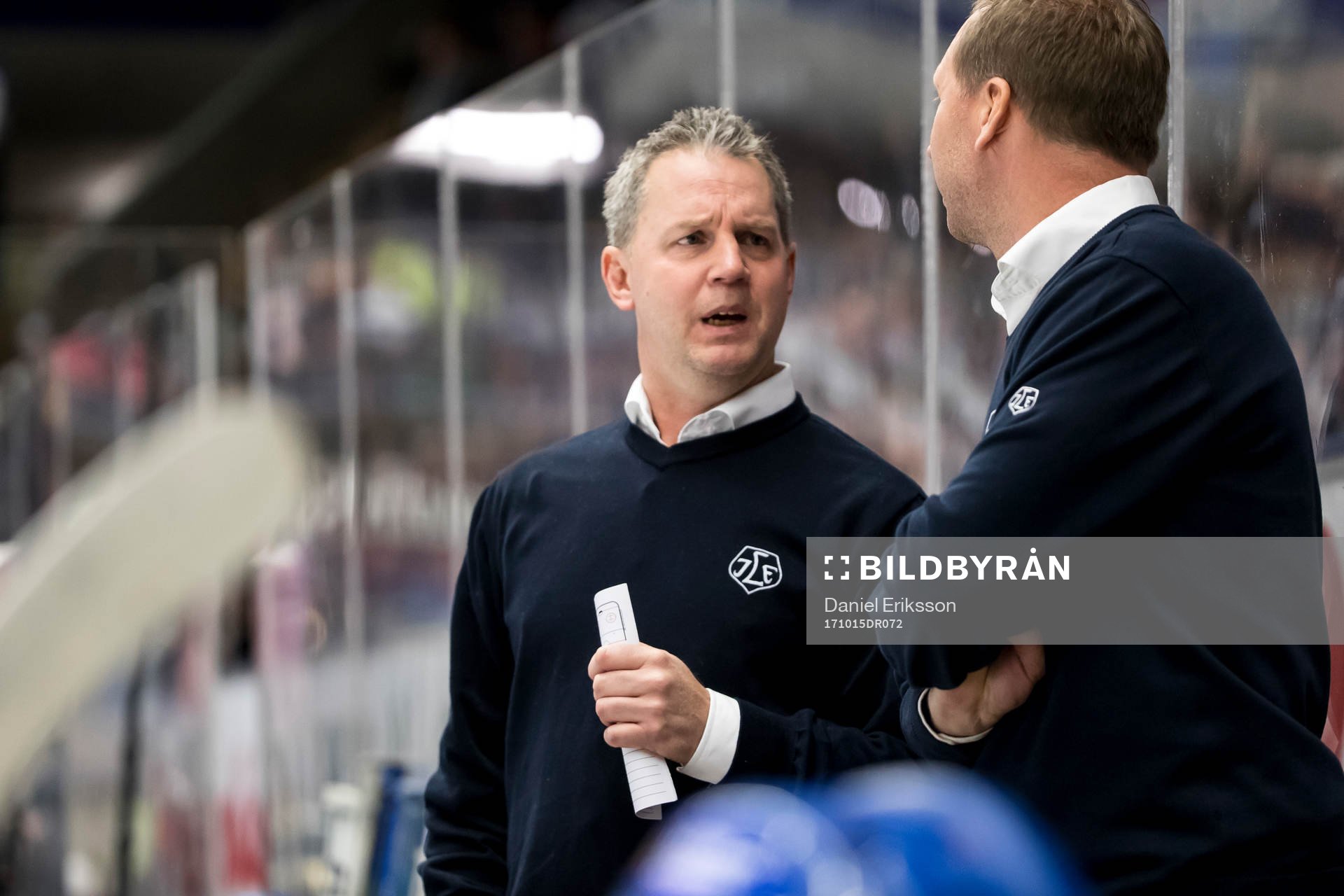 Leksands tränare Jens Nielsen i ishockeymatchen i