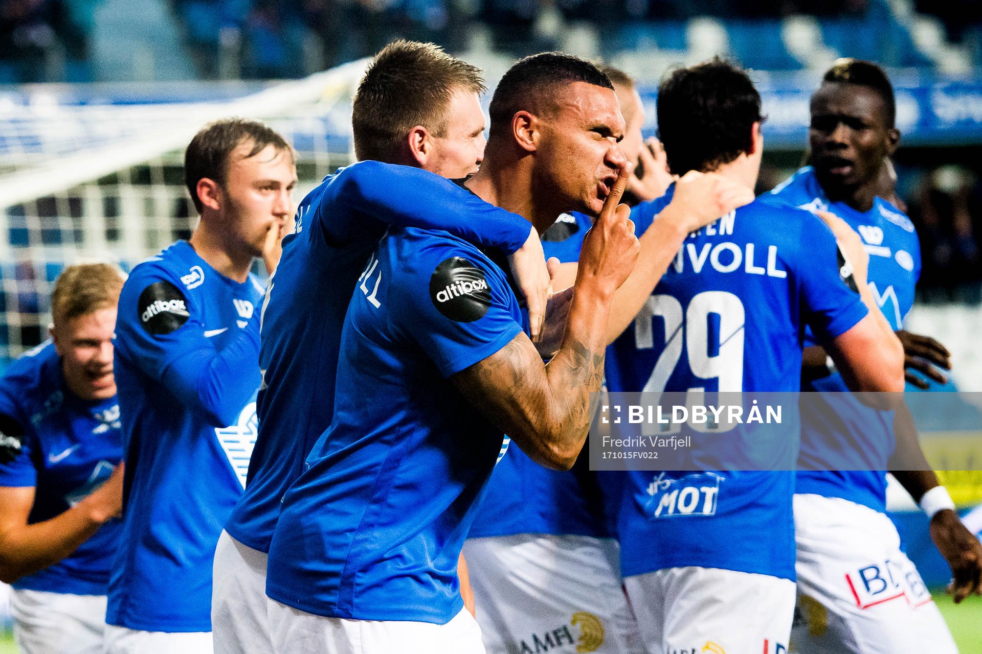 Ruben Gabrielsen of Molde celebrates with his teammates