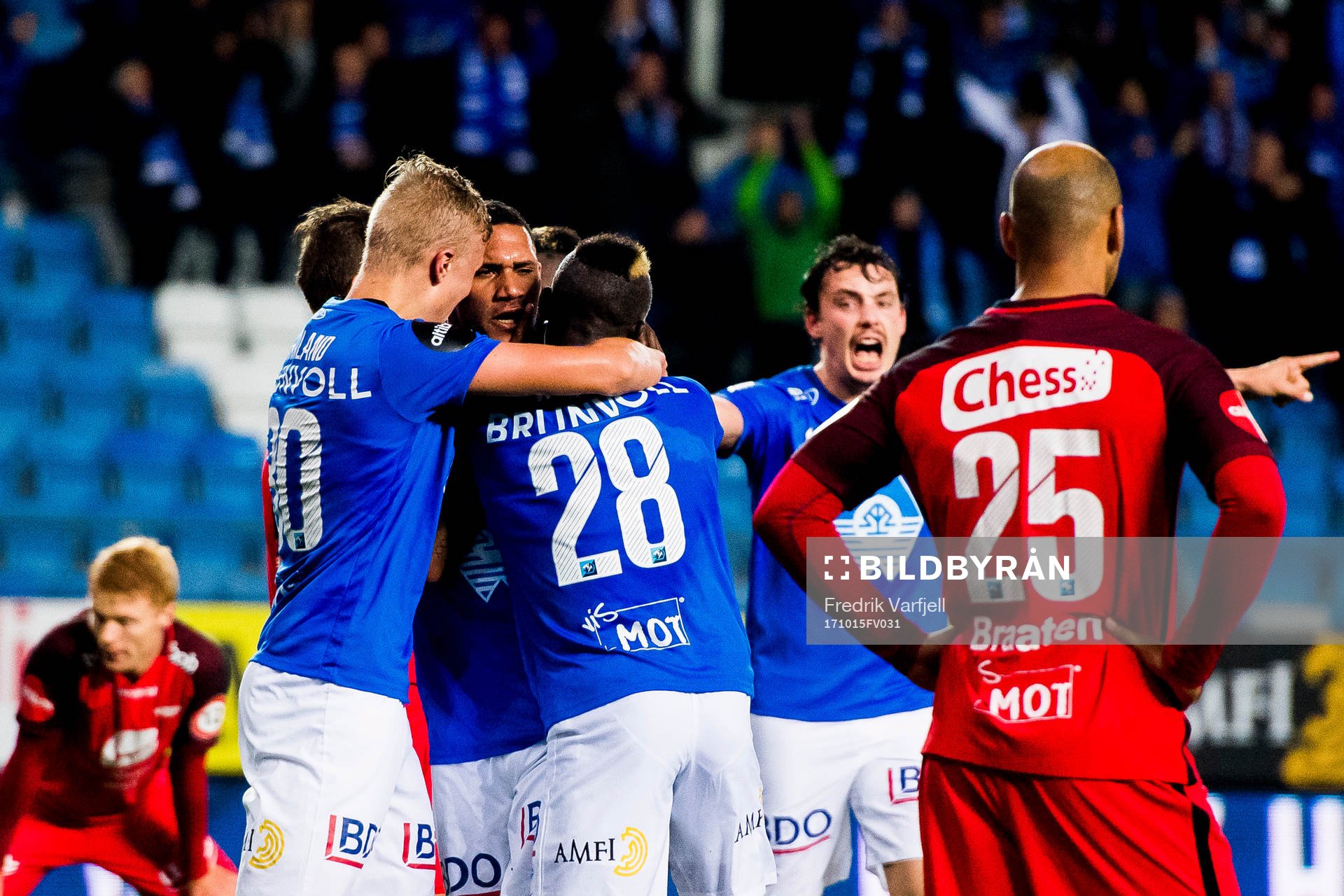 Ruben Gabrielsen of Molde celebrates with his teammates