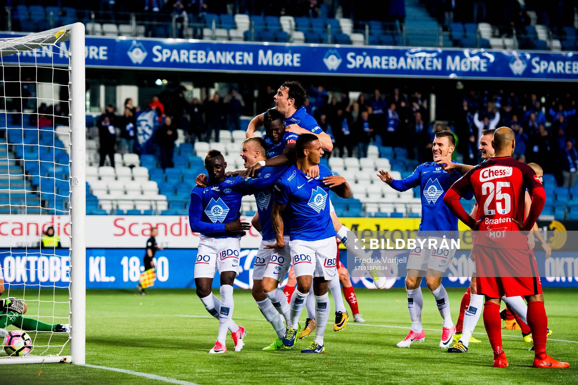 Ruben Gabrielsen of Molde celebrates with his teammates