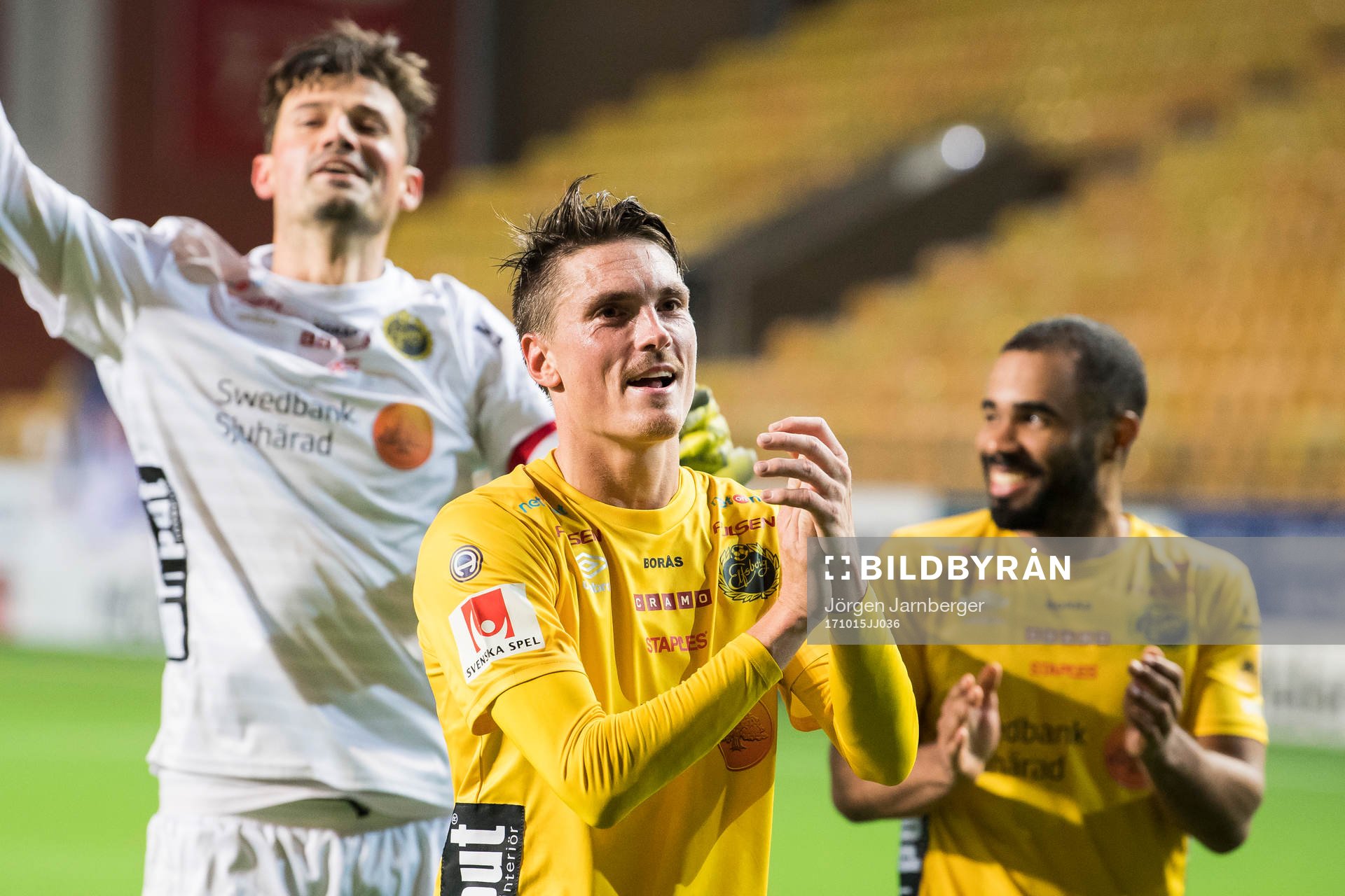Elfsborgs Lasse Nilsson jublar efter fotbollsmatchen i Allsvenskan mellan Elfsborg och Sundsvall den 15 oktober 2017 i Borås.