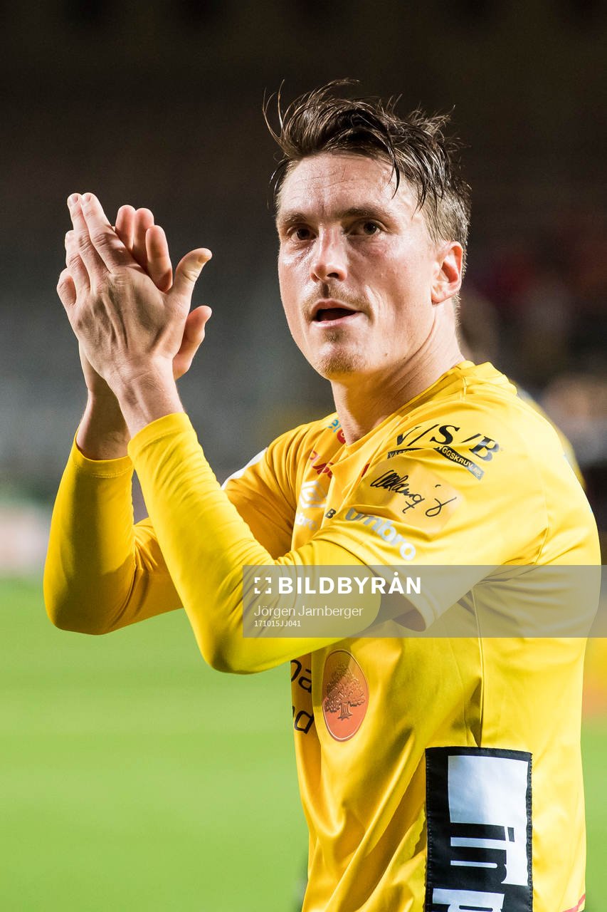 Elfsborgs Lasse Nilsson jublar under fotbollsmatchen i Allsvenskan mellan Elfsborg och Sundsvall den 15 oktober 2017 i Borås.