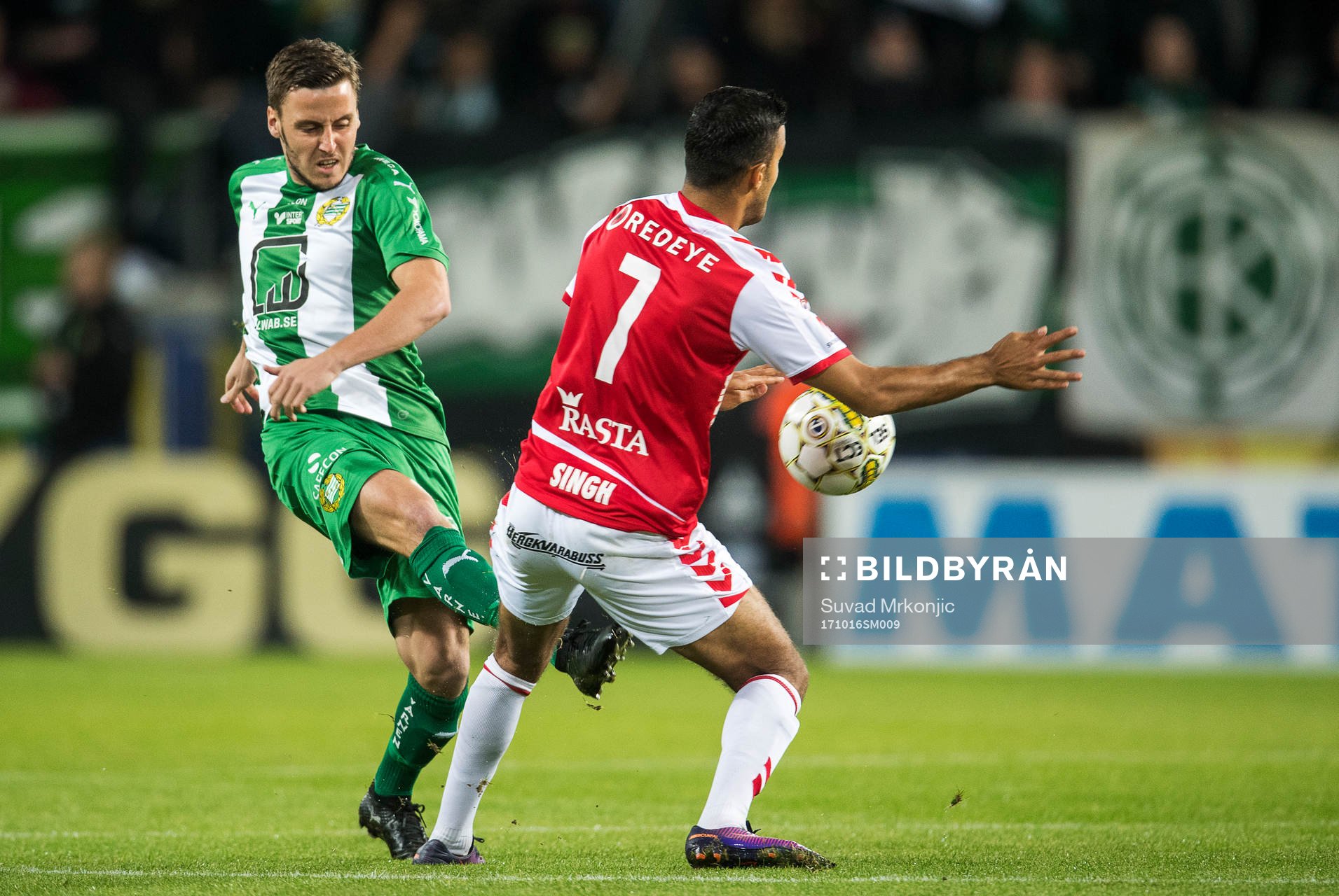 Kalmars Harmeet Singh och Hammarbys Jeppe Andersen