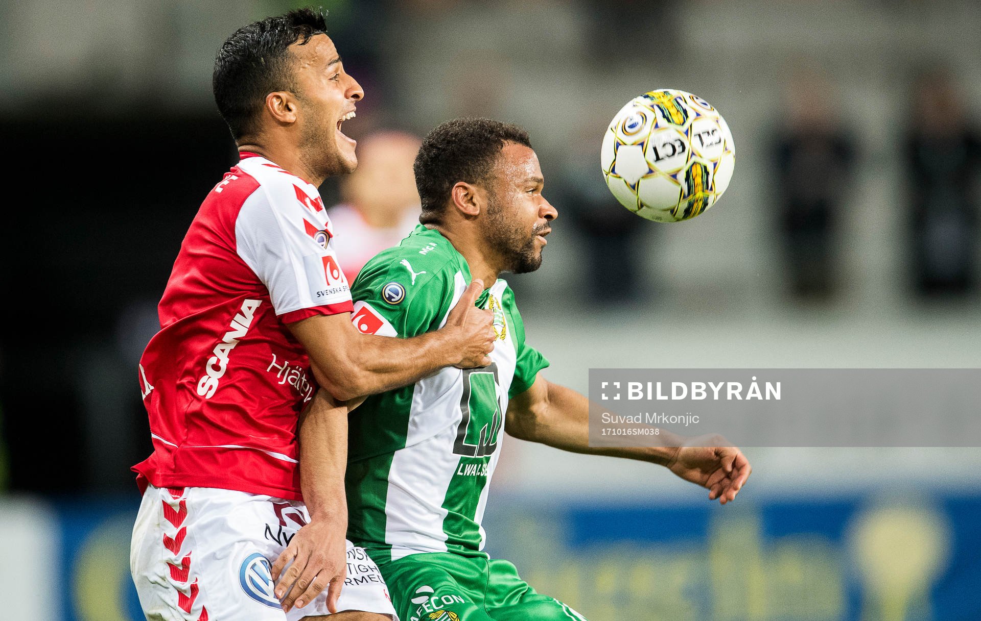 Kalmars Harmeet Singh och Hammarbys Serge-Junior Martinsson
