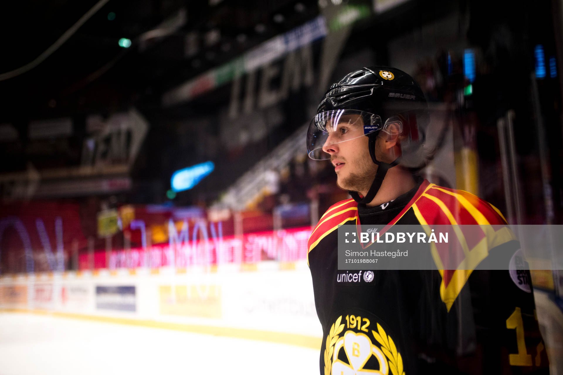 Brynäs Alexander Bjurström före ishockeymatchen i SHL