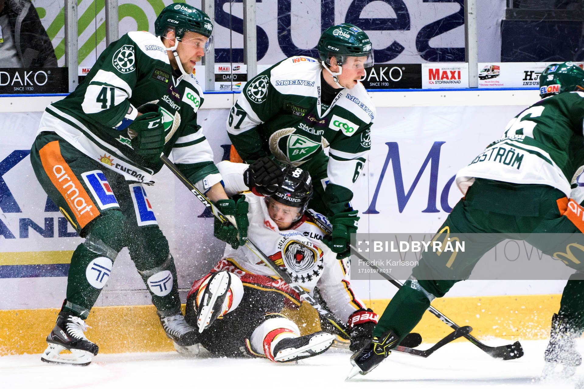 Färjestads Ilari Melart och Christoffer Törngren i en