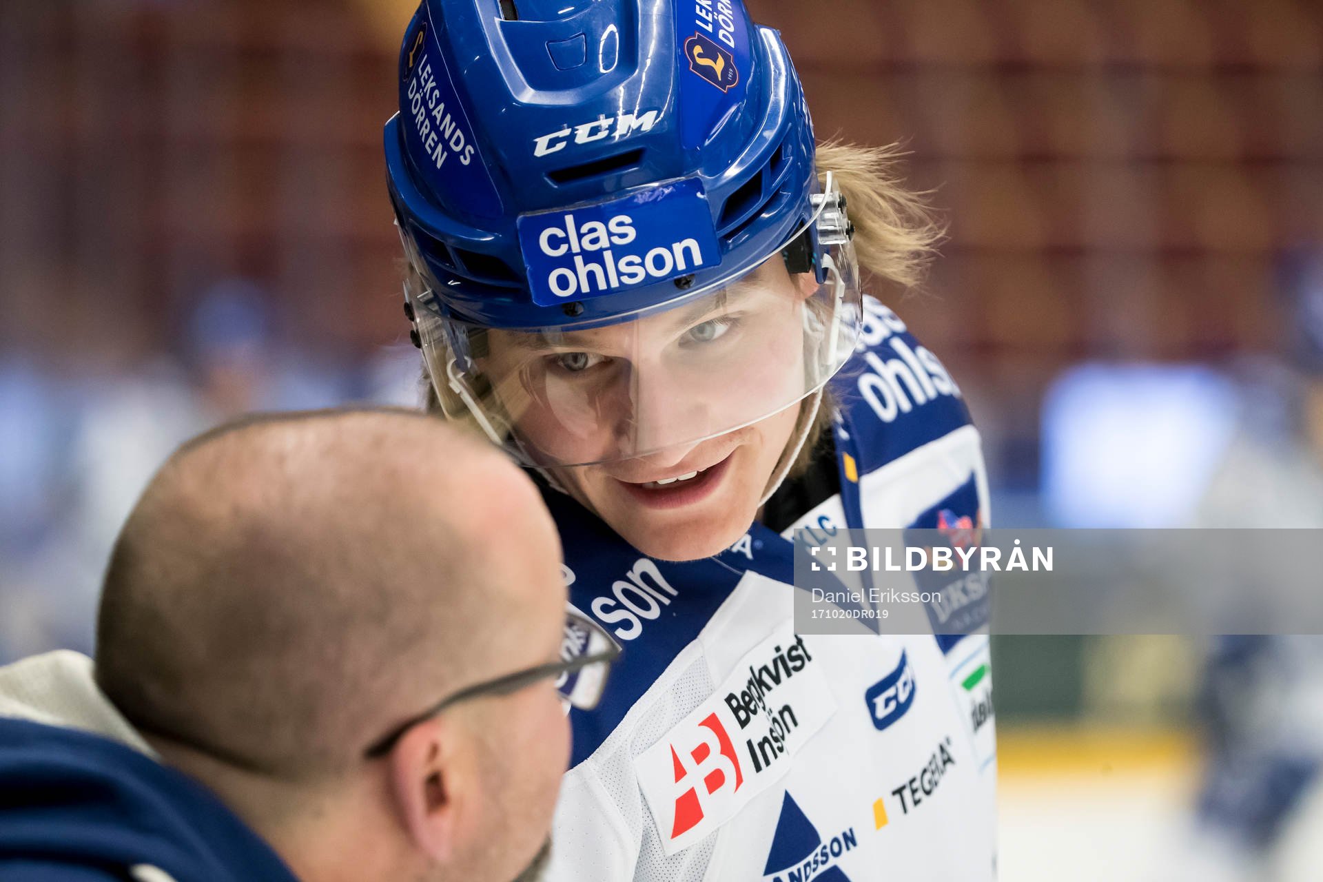 Leksands Anton Karlsson  på värmningen innan