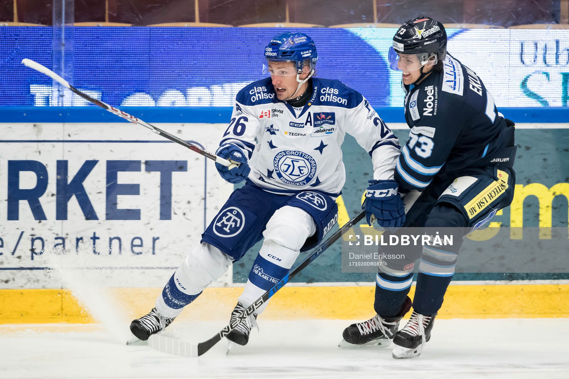Leksands Patrik Norén och Karlskogas Rasmus Bengtsson  i