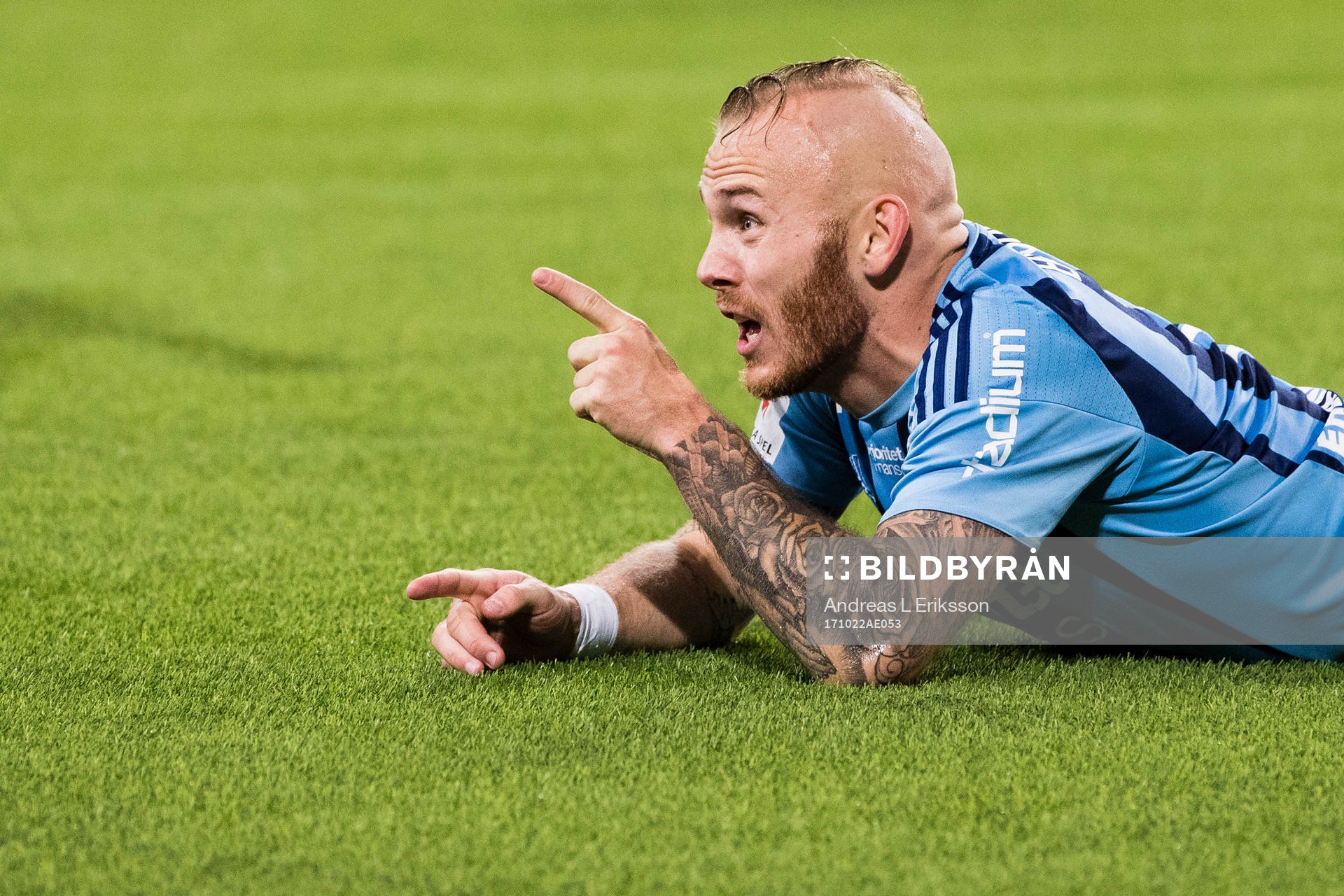 Djurgårdens Magnus Eriksson under fotbollsmatchen i Allsvenskan mellan Djurgården och Häcken den 22 oktober 2017 i Stockholm. 