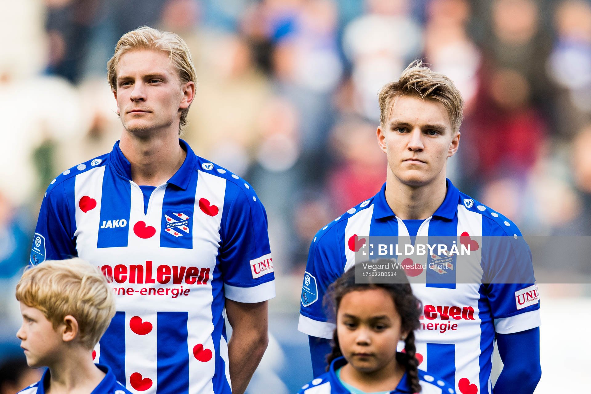 Morten Thorsby and Martin Ødegaard of Heerenveen line up