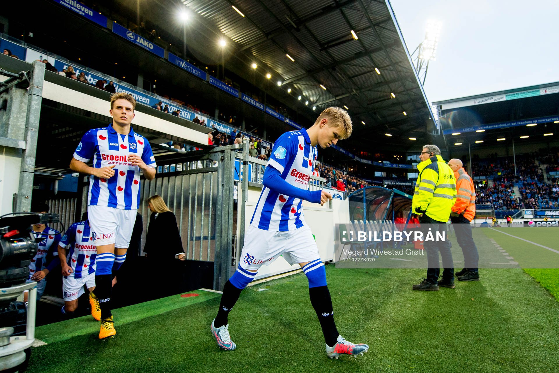 Martin Ødegaard of Heerenveen enters the pitch for the