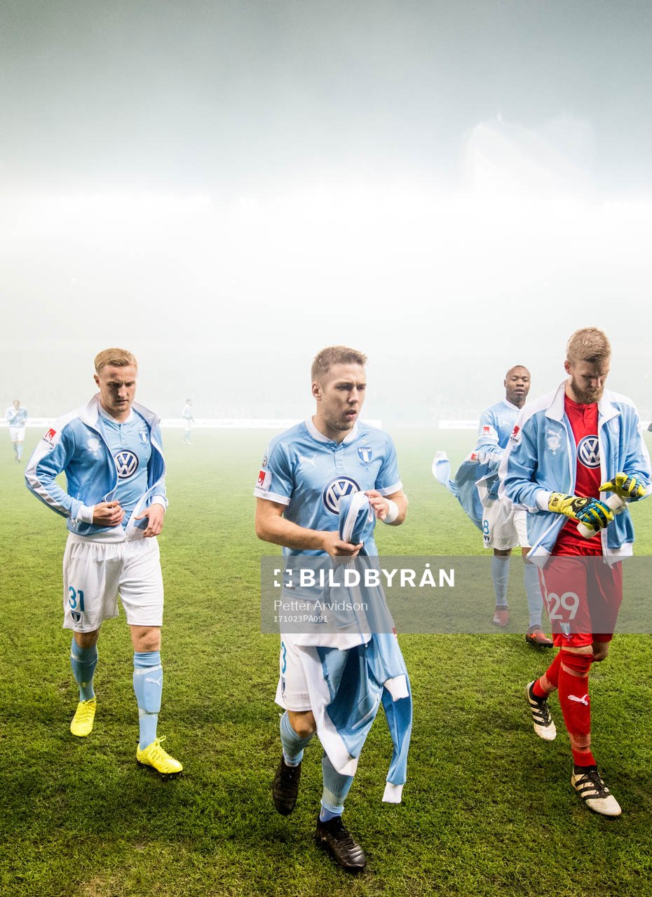 Malmö FFs Franz Brorsson, Anton Tinnerholm och målvakt