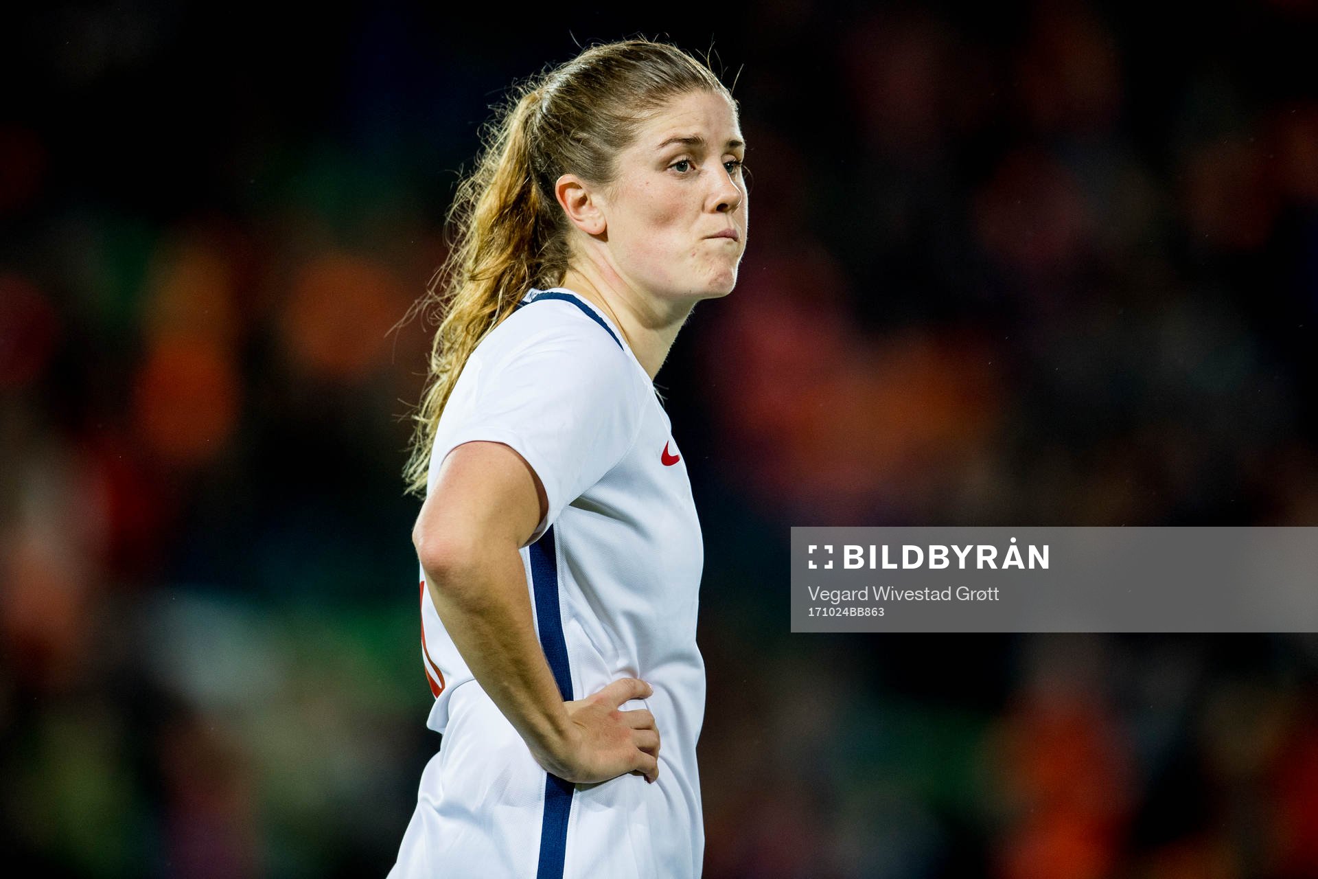 Maren Mjelde of Norway looks dejected