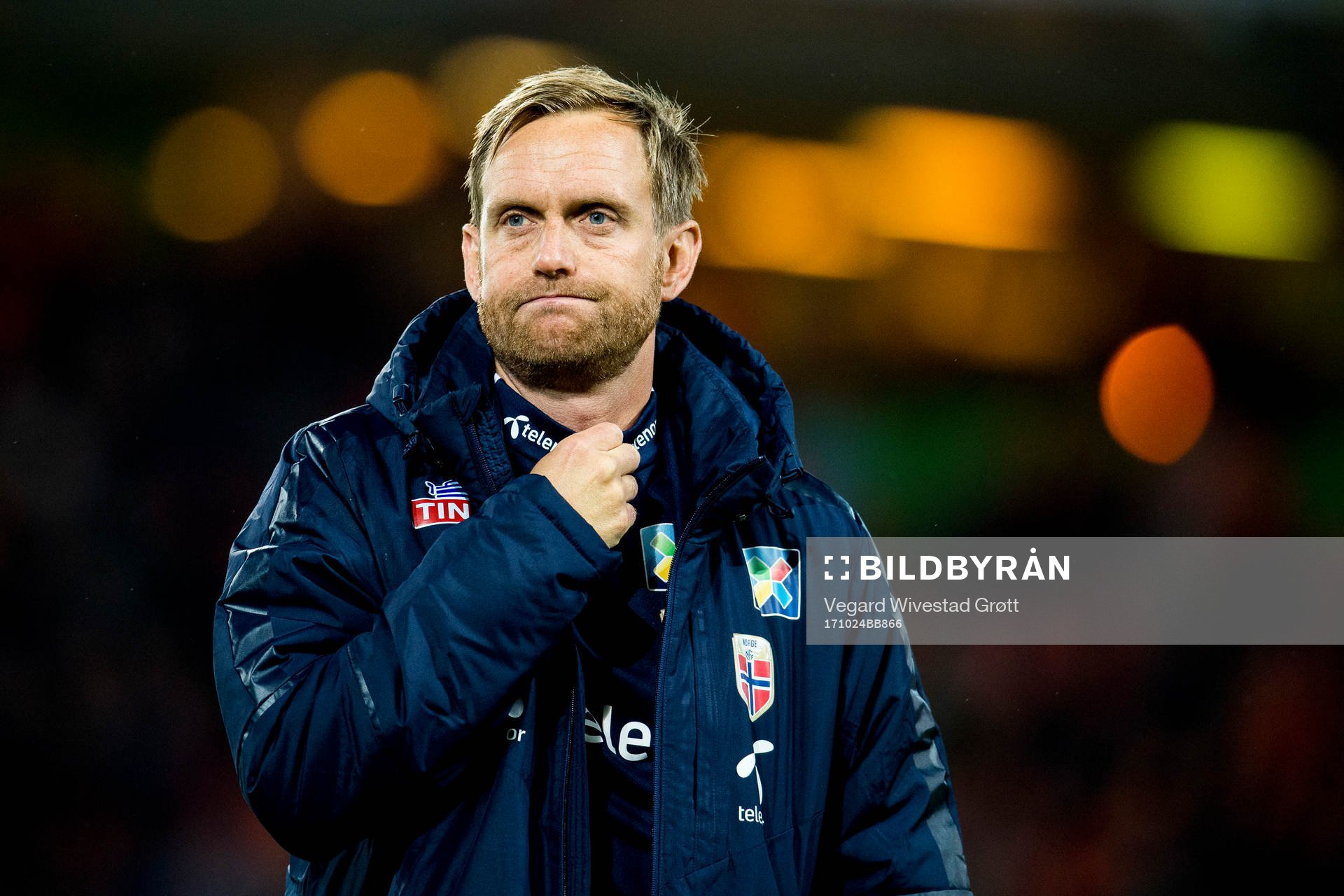 Martin Sjögren, head coach of Norway, looks dejected