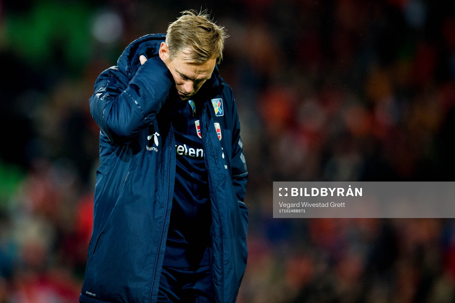Martin Sjögren, head coach of Norway, looks dejected
