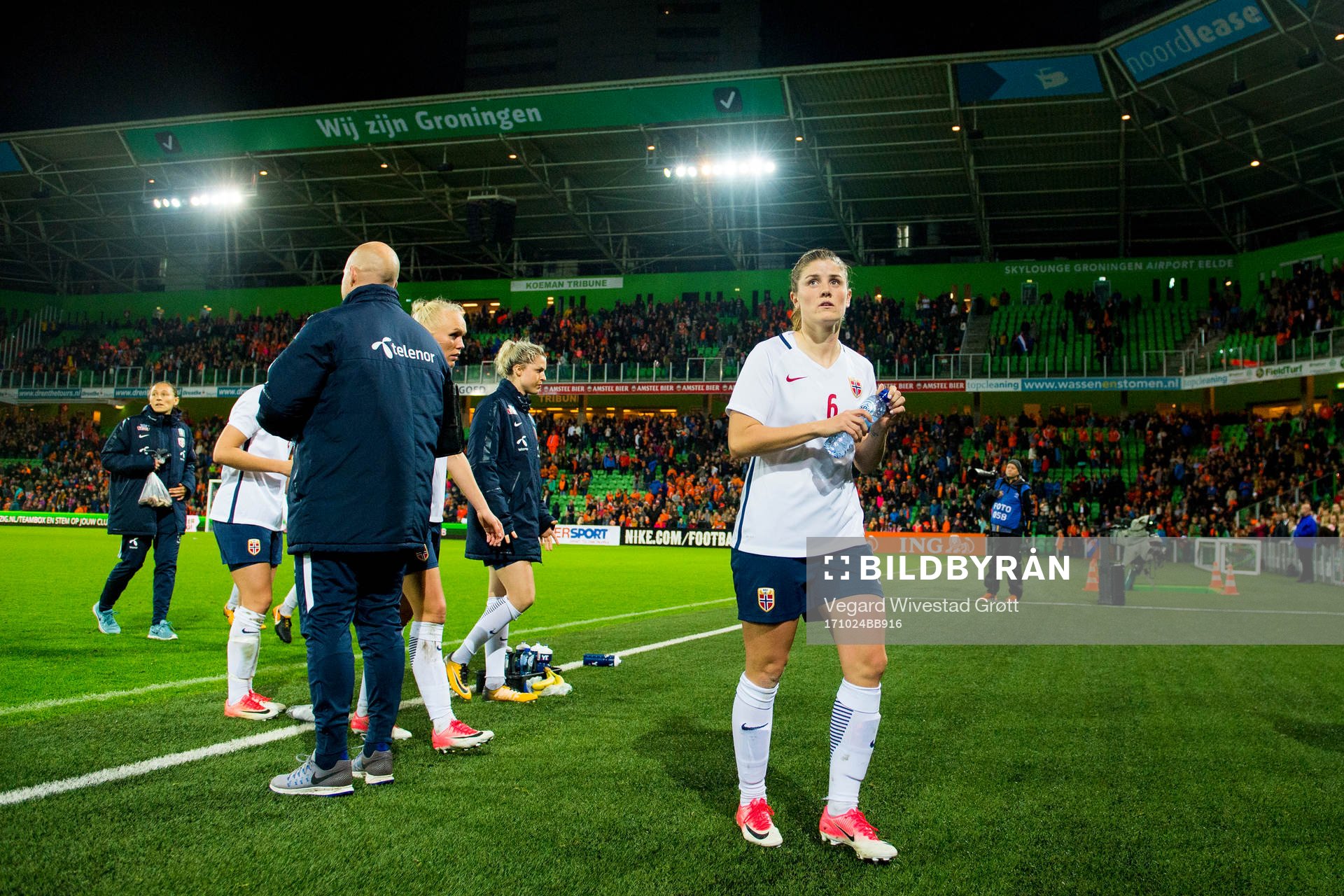 Maren Mjelde of Norway walks off the pitch