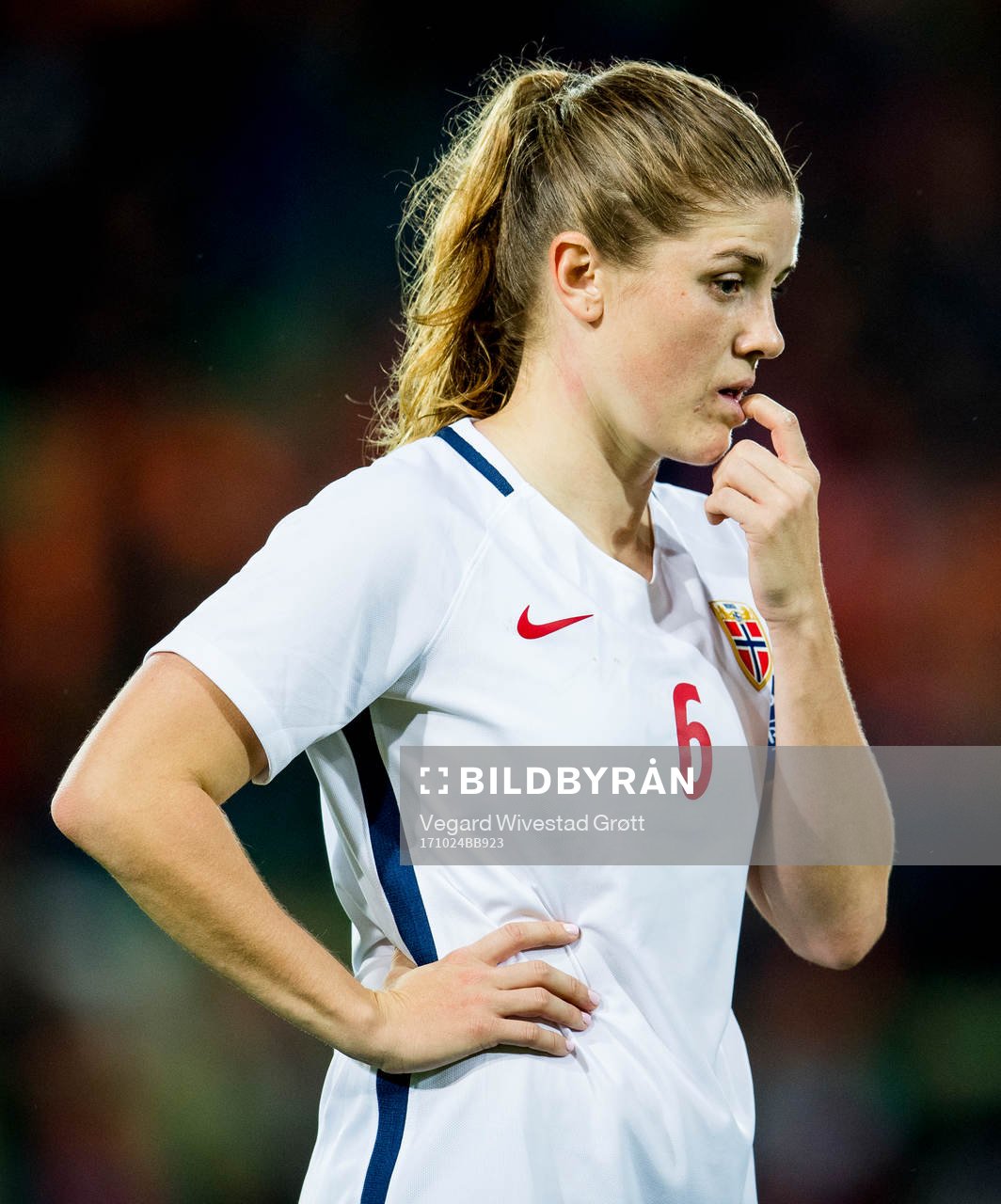Maren Mjelde of Norway looks dejected