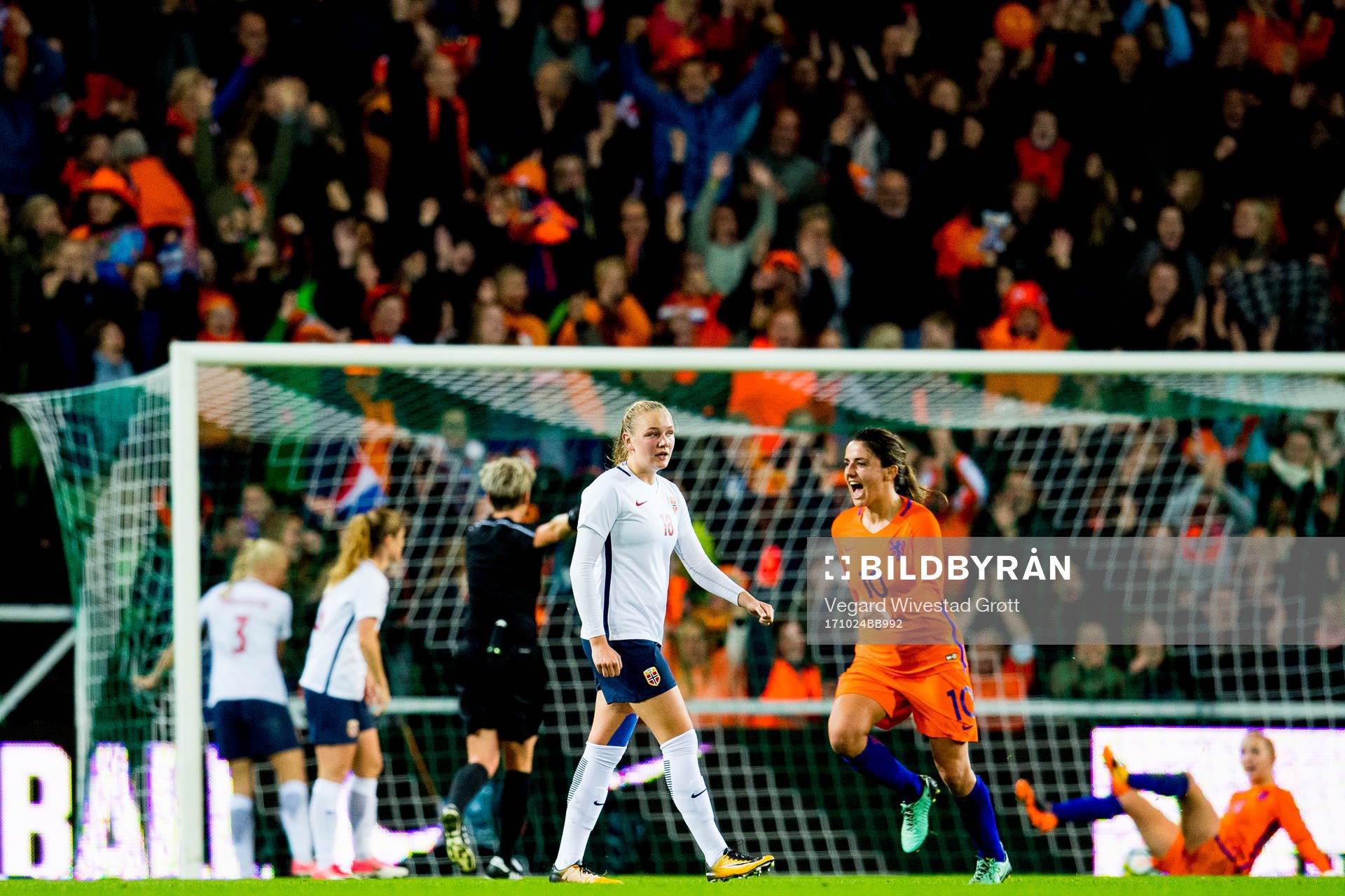 Frida Maanum of Norway looks dejected as Netherlands score