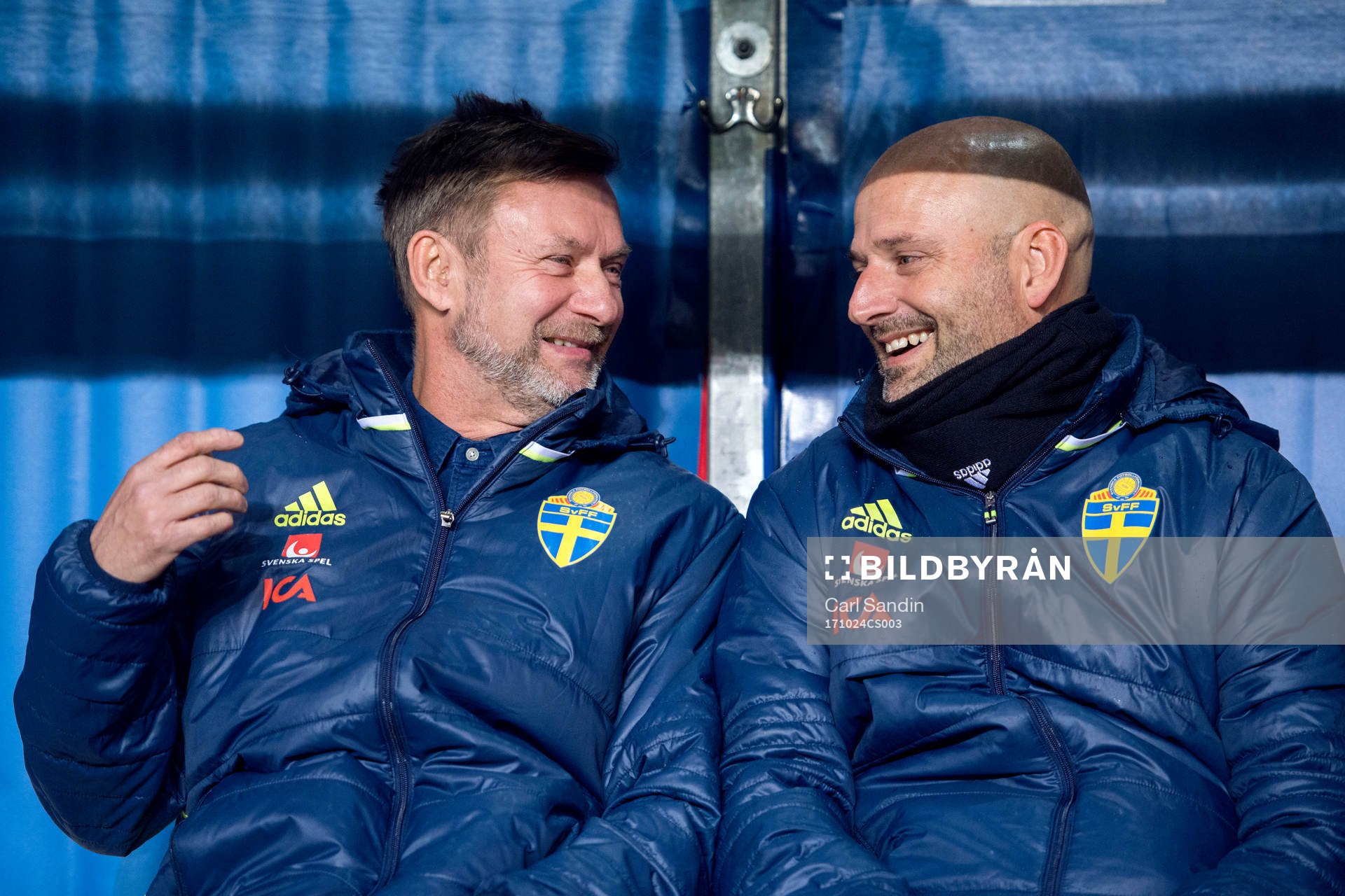 Sveriges förbundskapten Peter Gerhardsson och assisterande