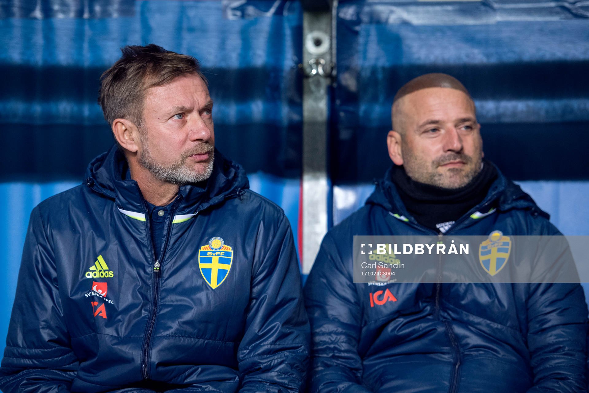 Sveriges förbundskapten Peter Gerhardsson och assisterande