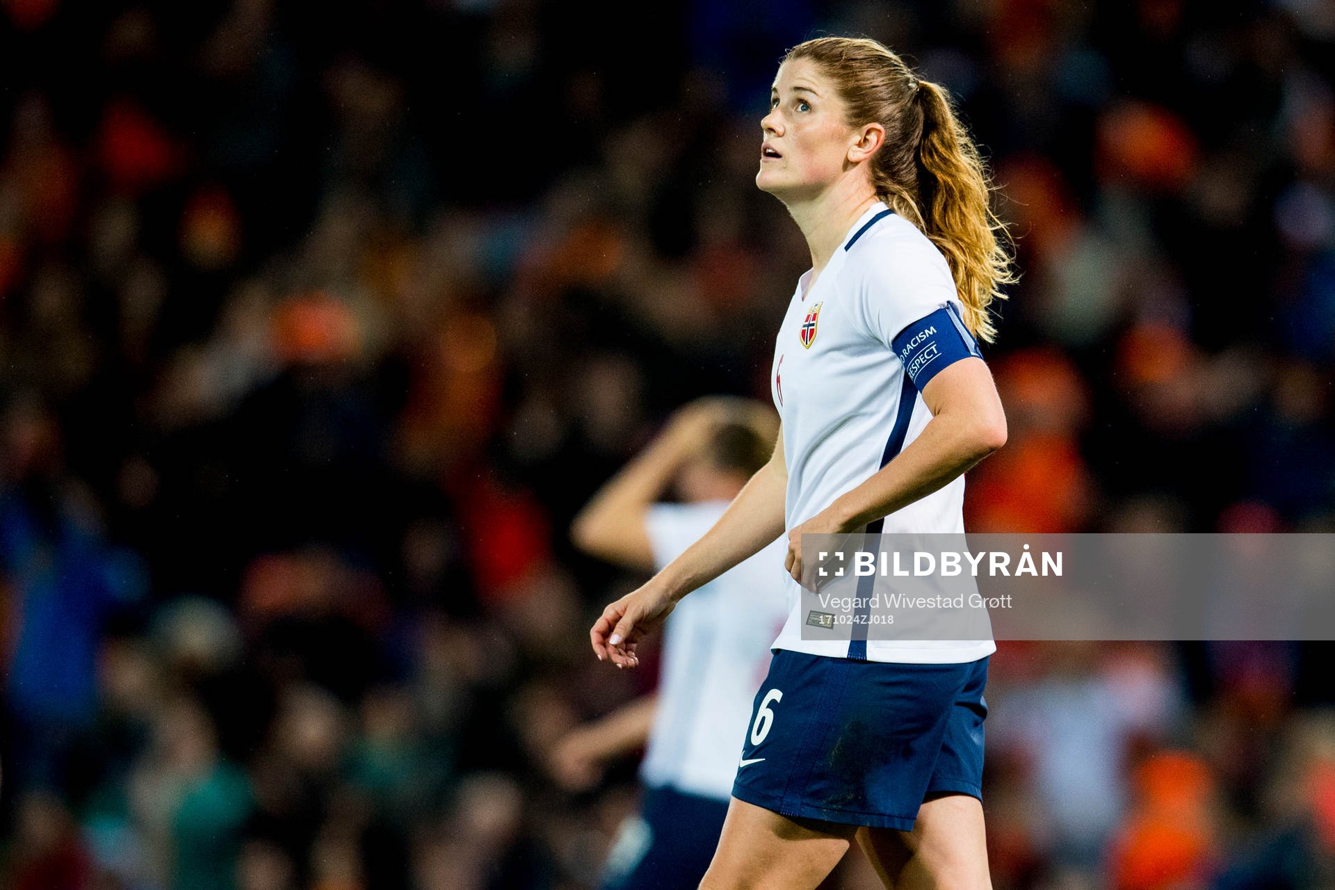 Maren Mjelde of Norway looks dejected