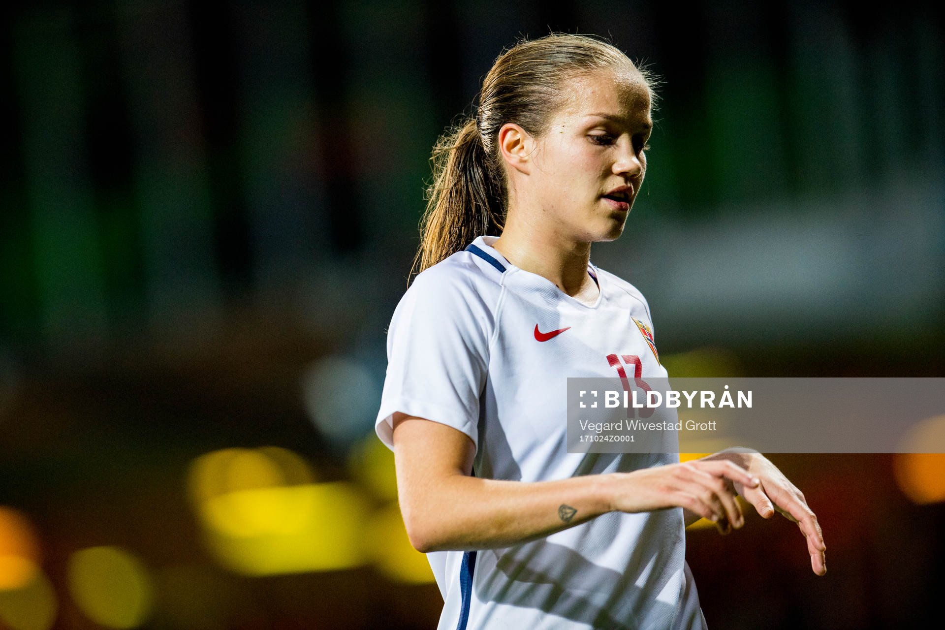 Guro Reiten of Norway during the FIFA Women's World Cup Qualifier match between Netherlands and Norway on October 24, 2017 in Groningen.