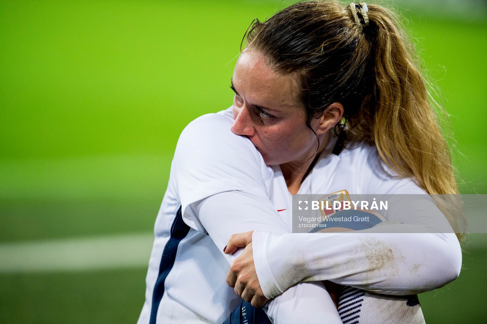 Ingrid Schjelderup of Norway looks dejected