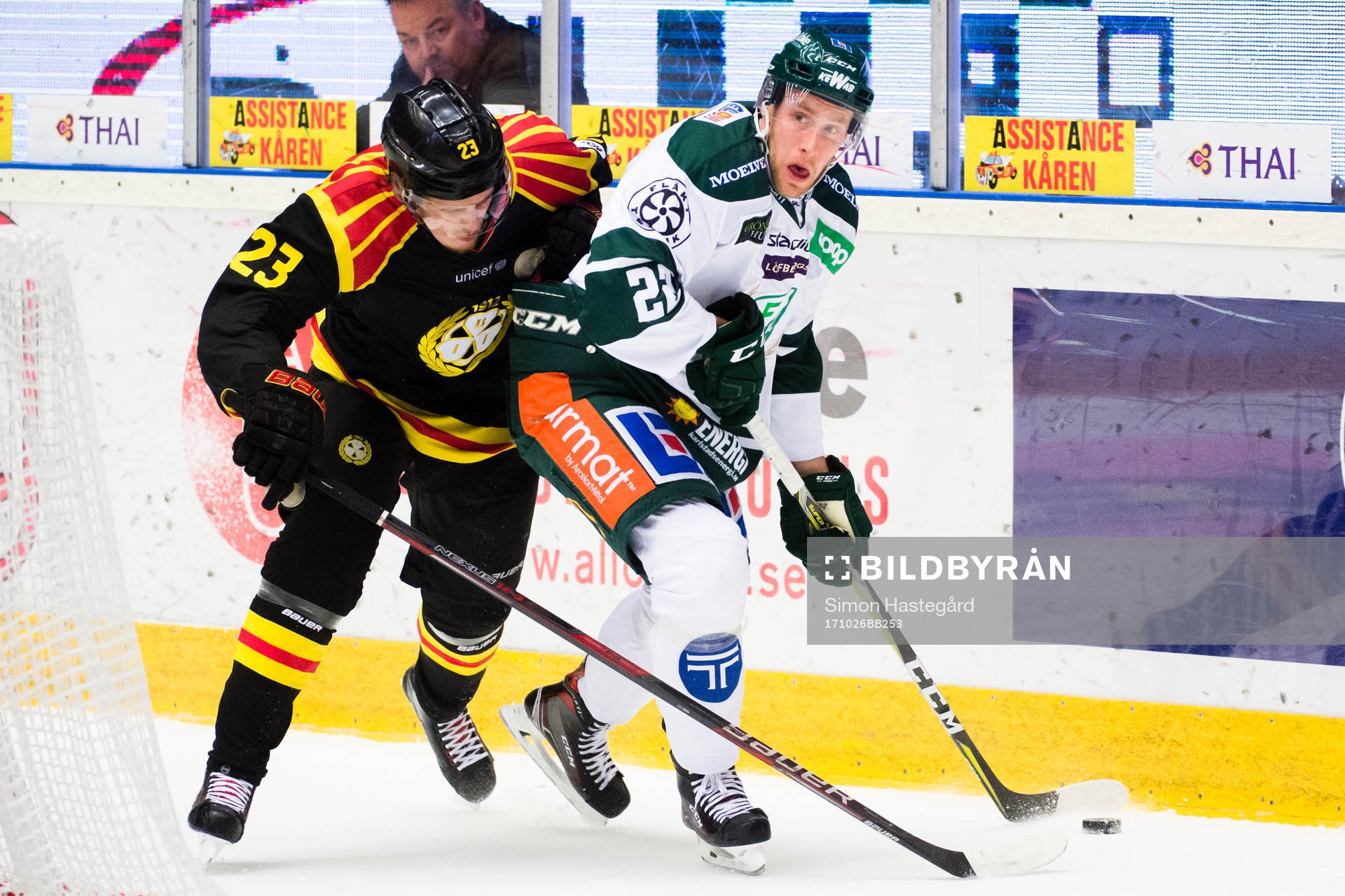 Brynäs Lucas Carlsson och Färjestads Per Åslund