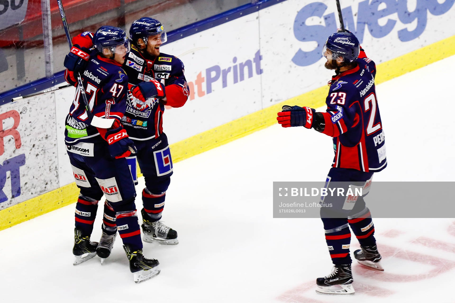 Linköpings Anton Karlsson har gjort 1-1-målet och jublar