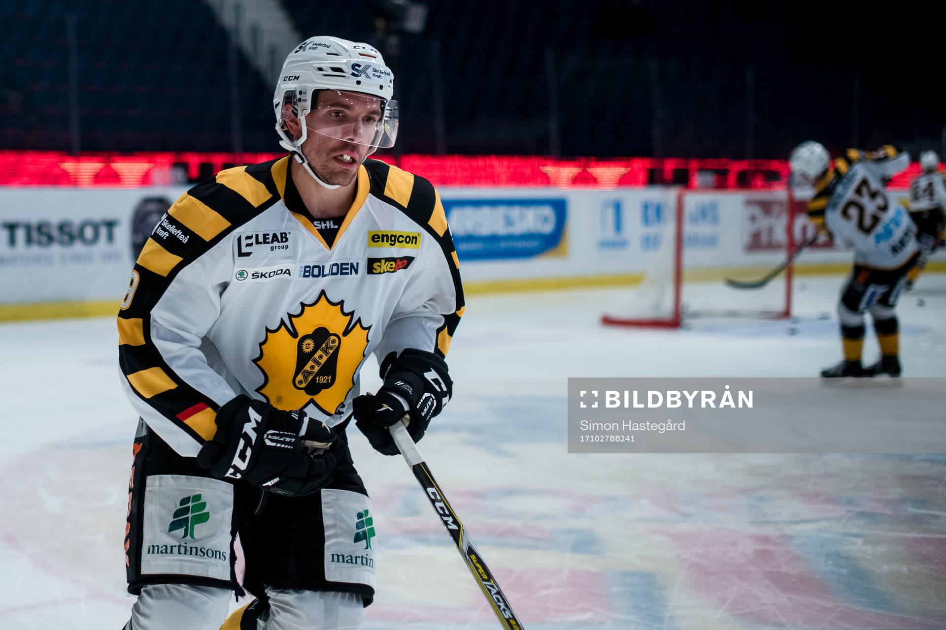 Skellefteås Matt Anderson före ishockeymatchen i SHL