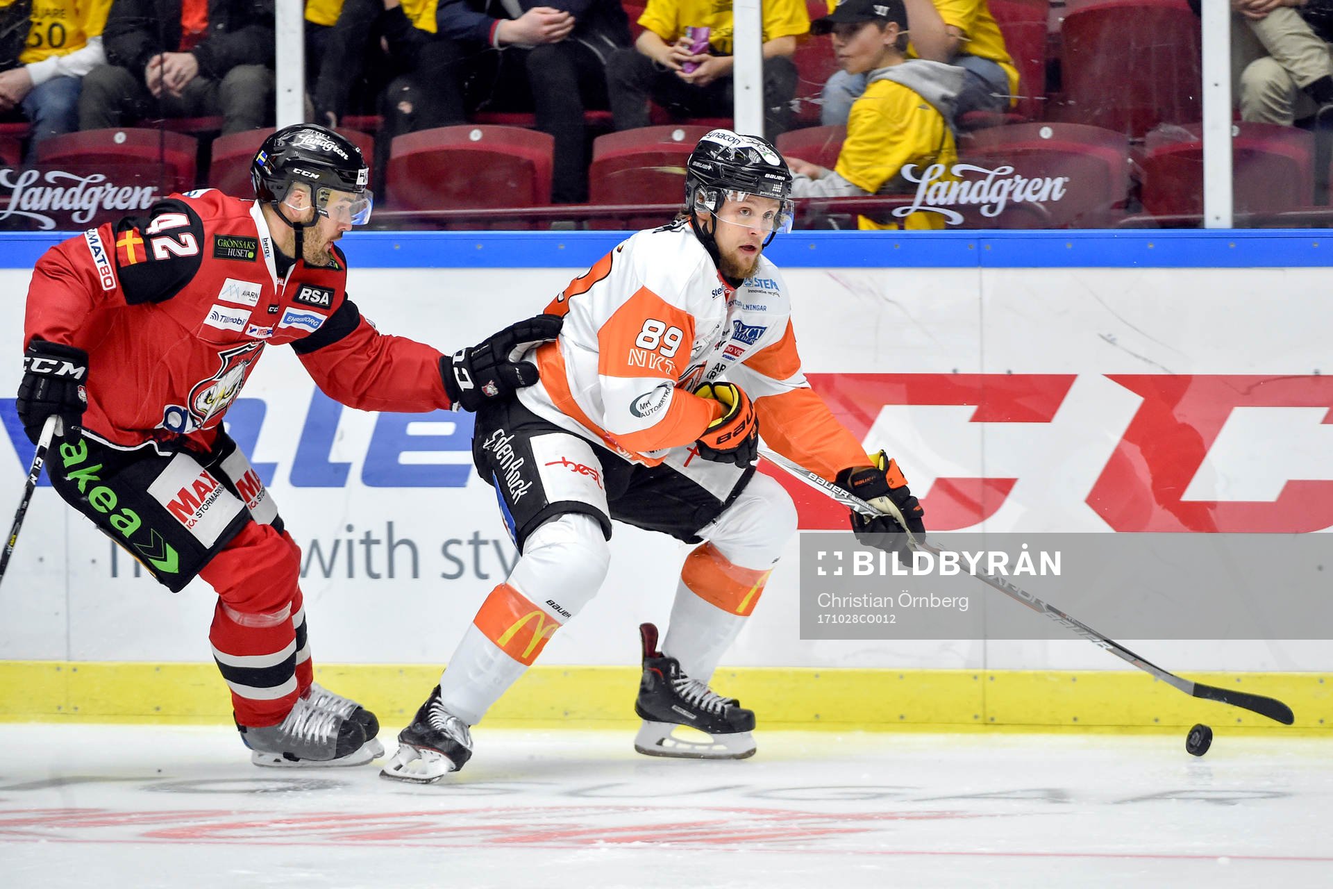 Malmö Redhawks Niklas Arell och Karlskronas Ludwig