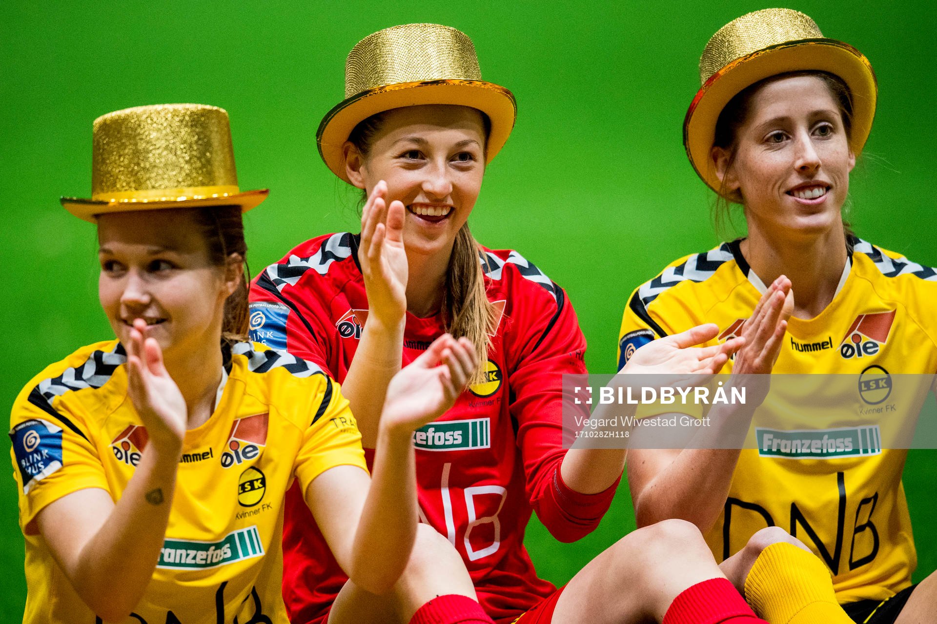 Goalkeeper Cecilie Fiskerstrand of LSK Kvinner celebrates