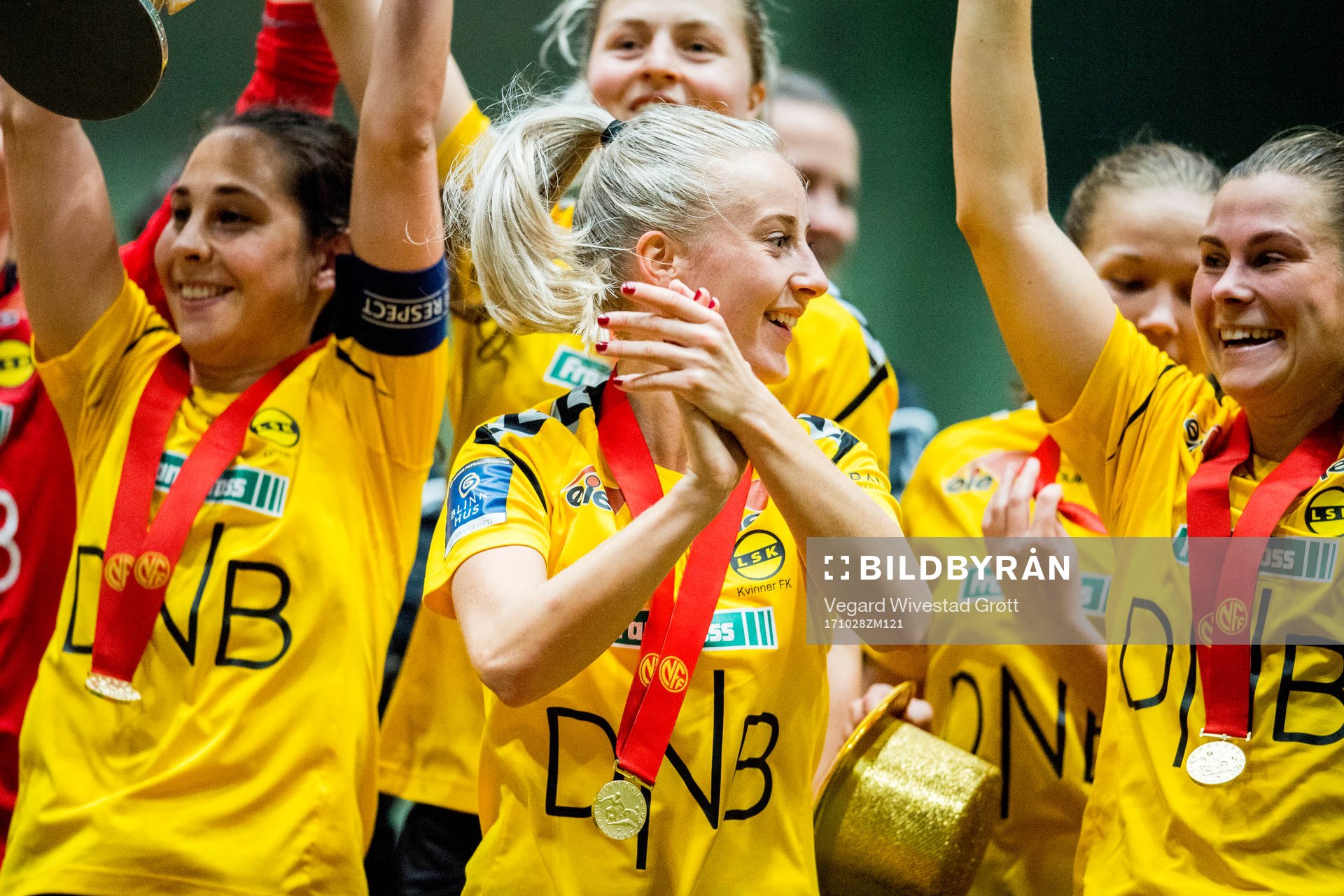 Anja Sønstevold of LSK Kvinner celebrates winning the