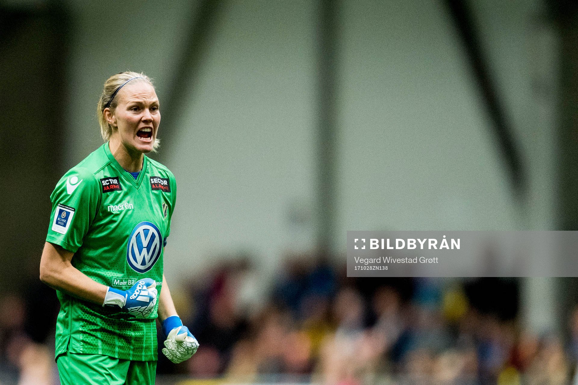 Goalkeeper Ingrid Hjelmseth celebrates
