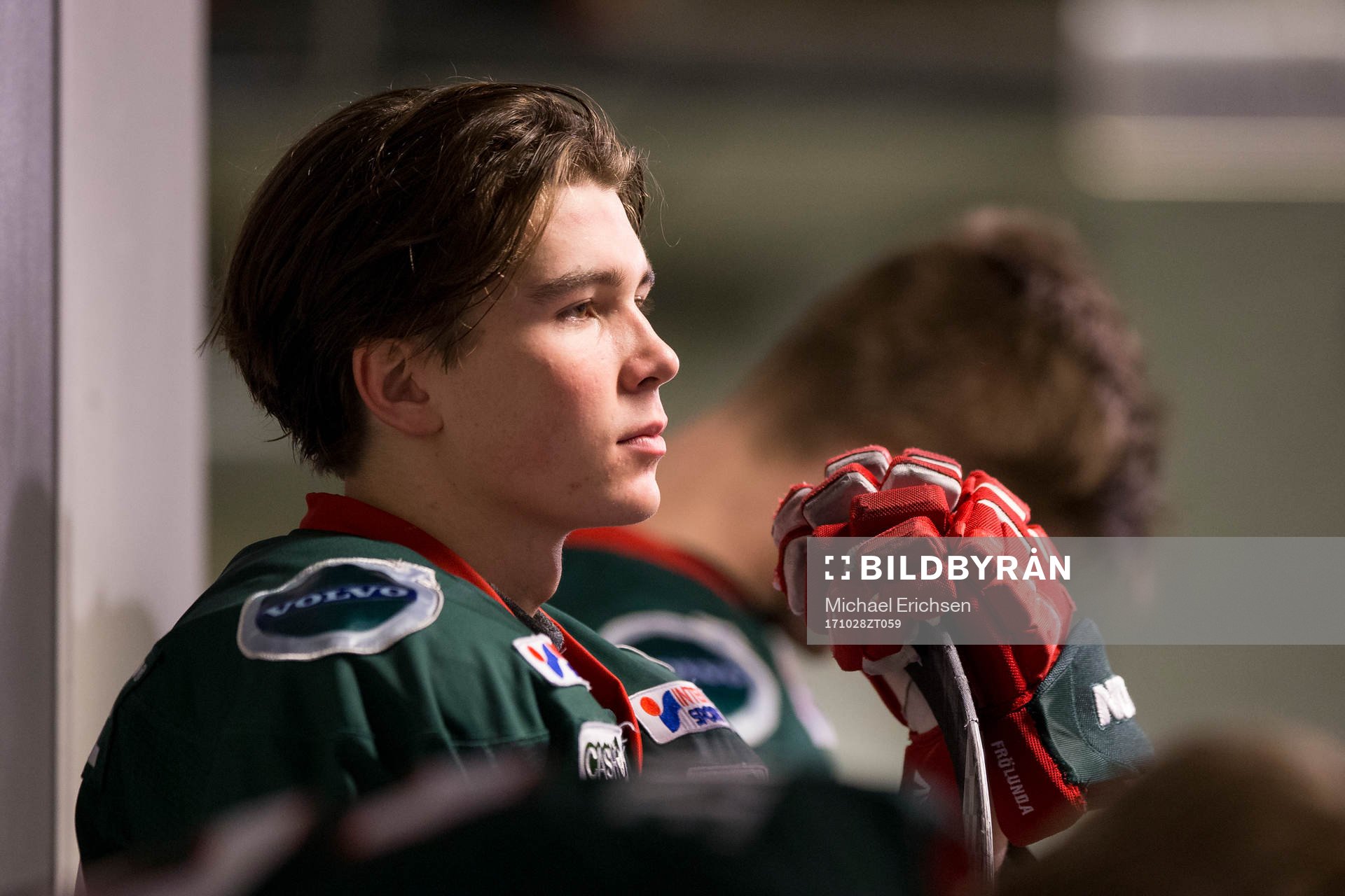 Frölundas Oliwer Fjällström innan ishockeymatchen i SHL