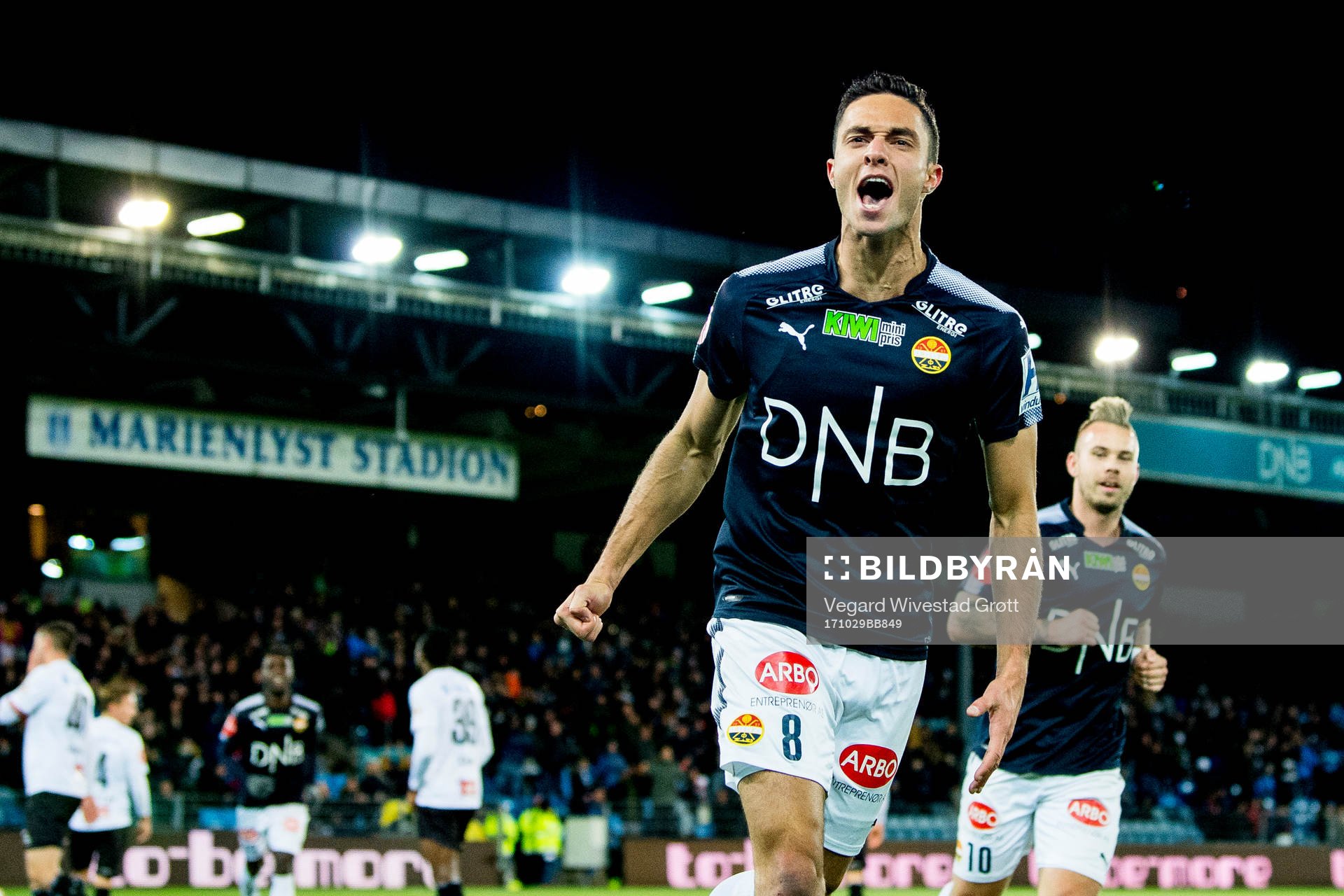 Bassel Jradi of Strømsgodset celebrates scoring 2-1