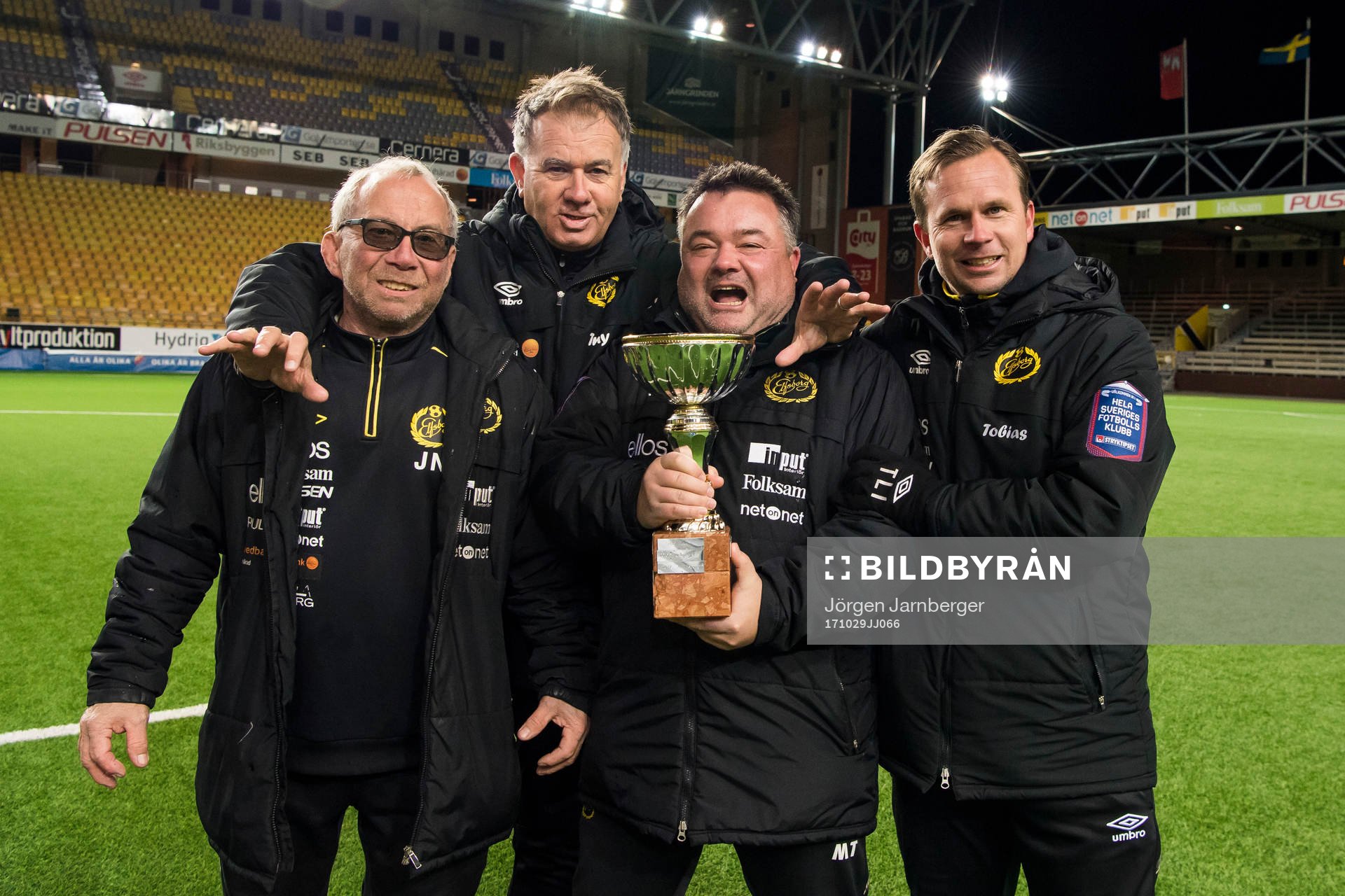 Elfsborgs tränarstab med lagledare Jan Nilsson, tränare