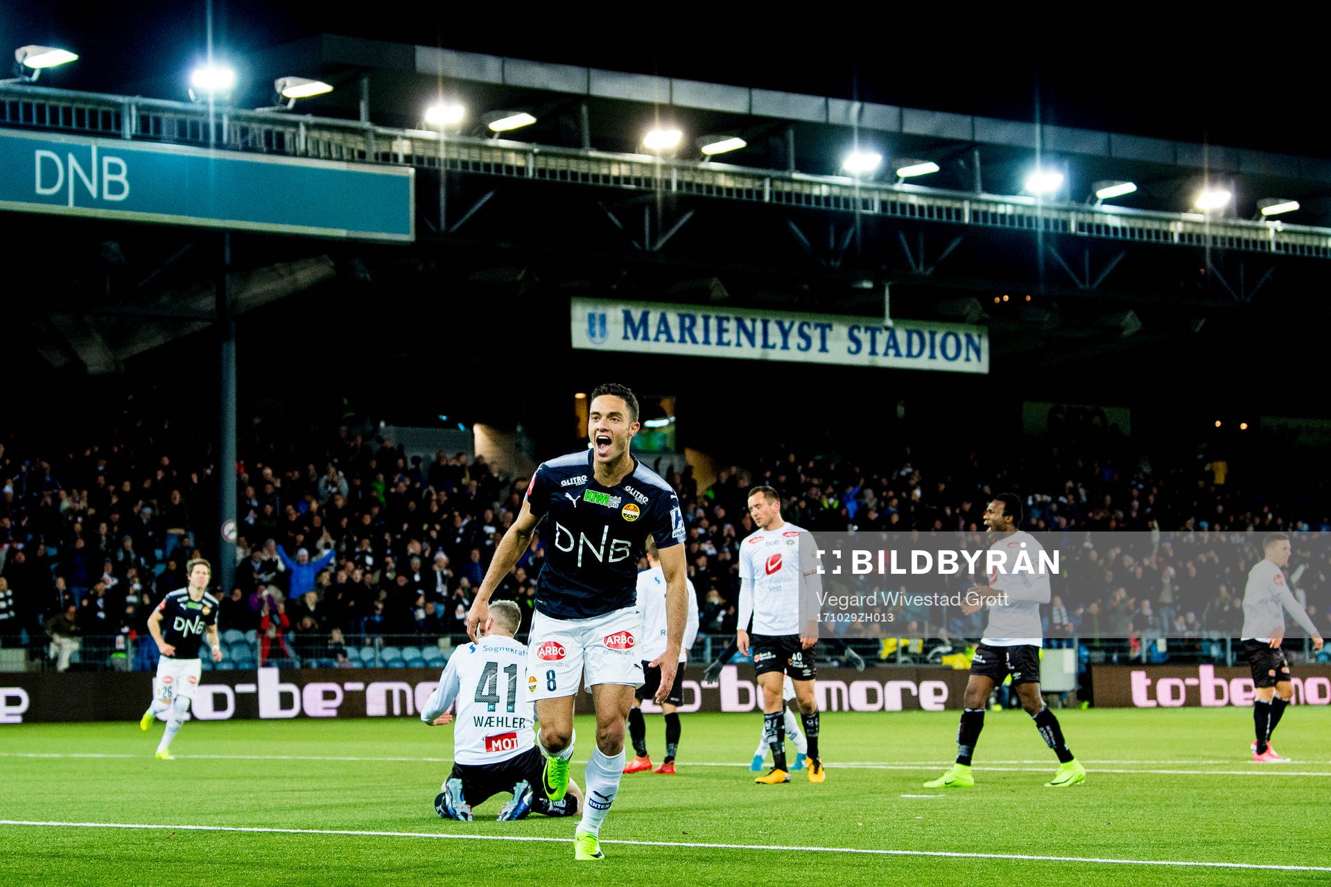 Bassel Jradi of Strømsgodset celebrates scoring 2-1