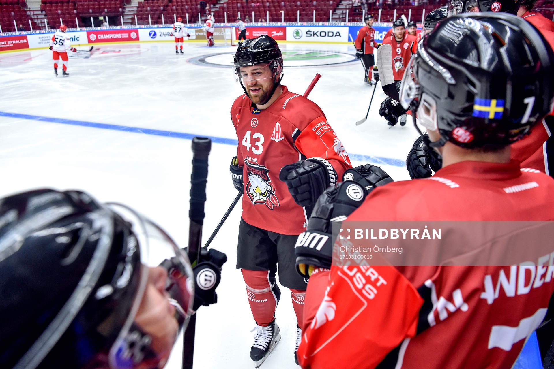 Nichlas Hardt of Malmö Redhawks celebrates with his