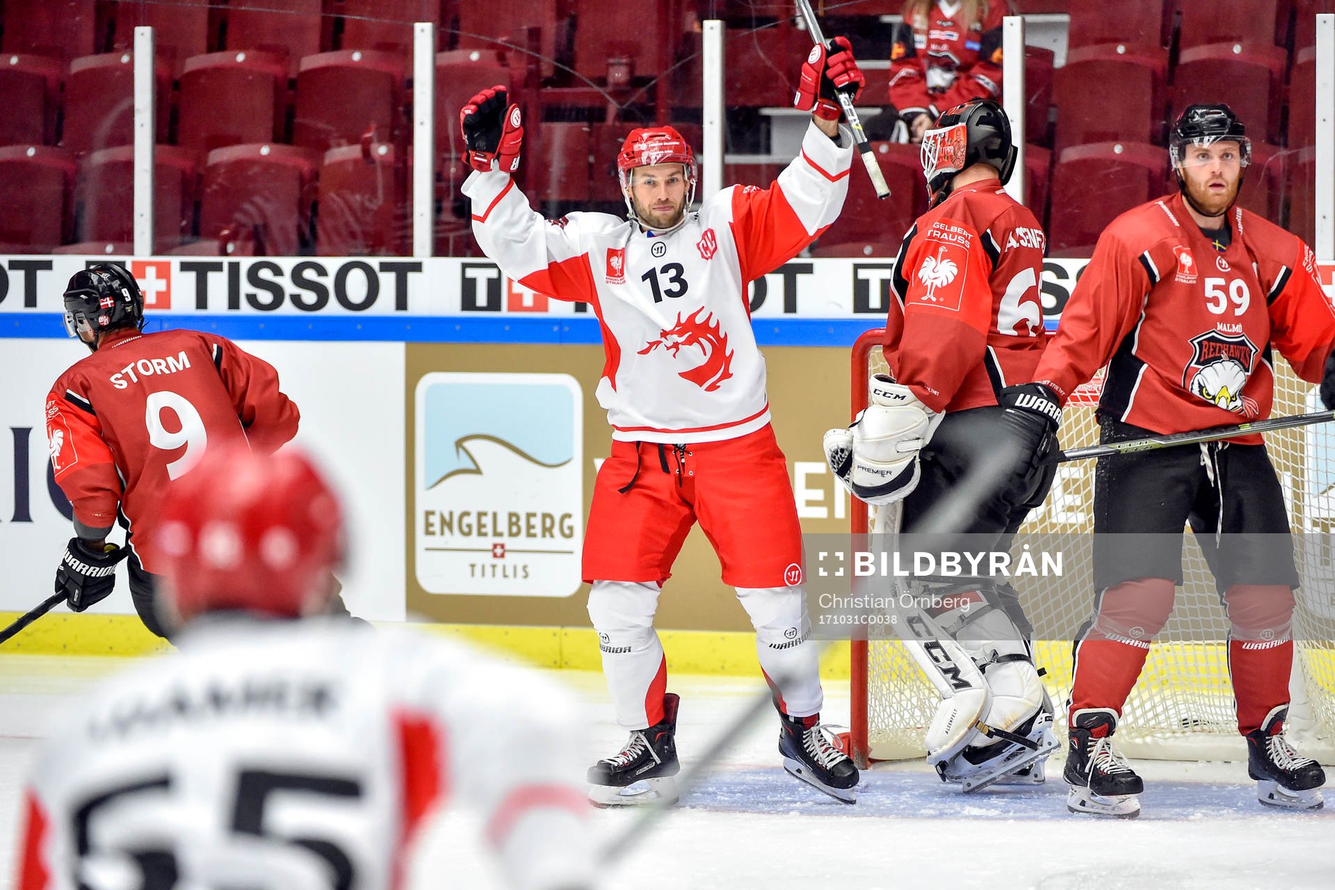 Vladimir Svacina of Ocelari Trinec celebrates