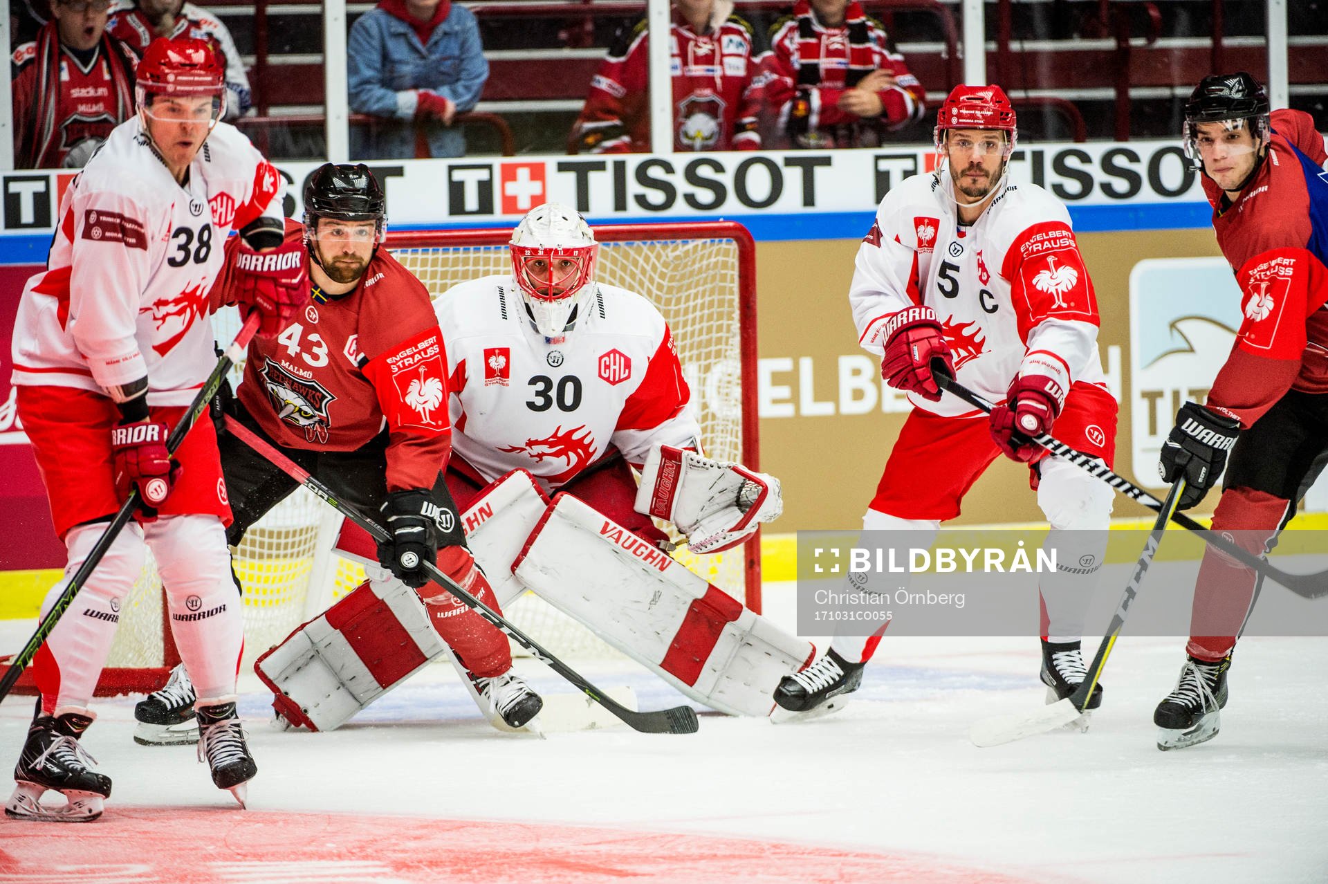 Nichlas Hardt and Lukas Haudum of Malmö Redhawks and Aron