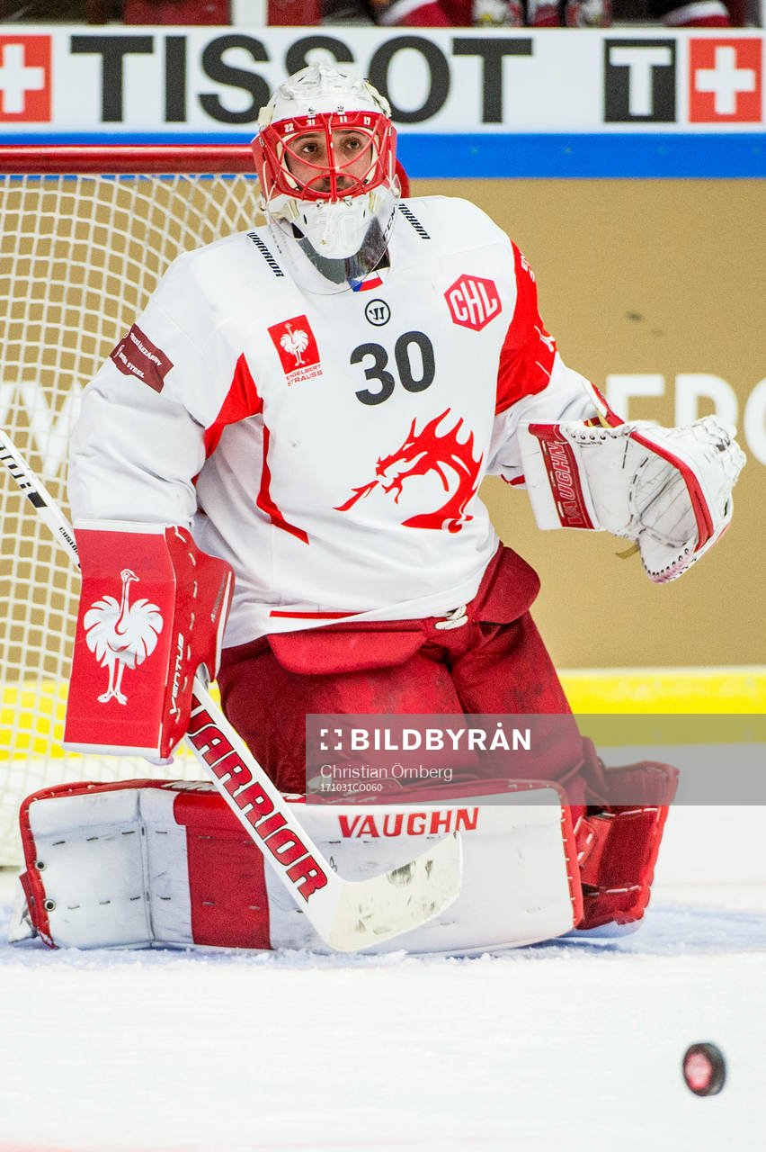 Ocelari Trinec goalkeeper Simon Hrubec of Ocelari Trinec