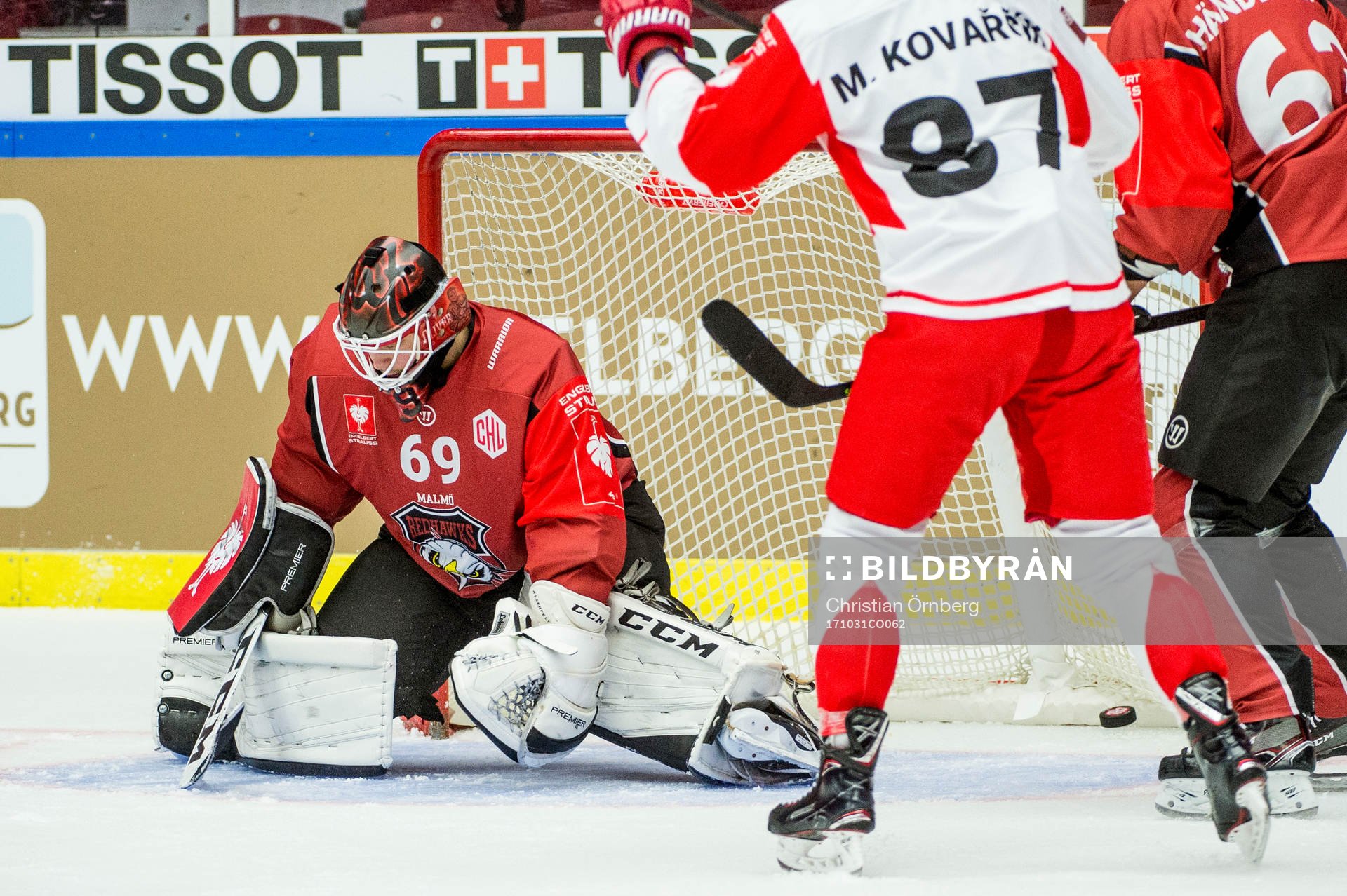 Goalkeeper Oscar Alsenfelt of Malmö Redhawks looks dejected