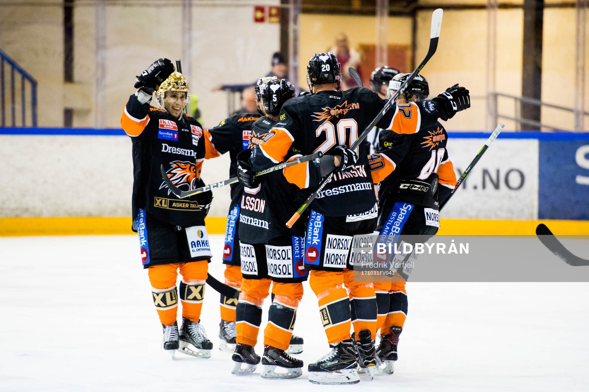 Players of Frisk Asker celebrate 2-1