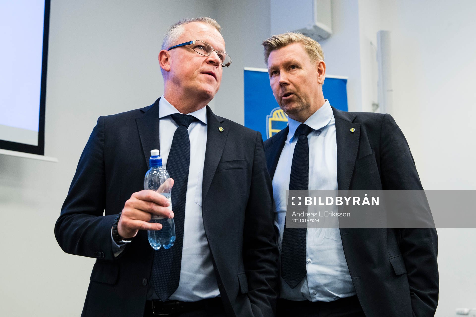 Sveriges förbundskapten Janne Andersson och assisterande