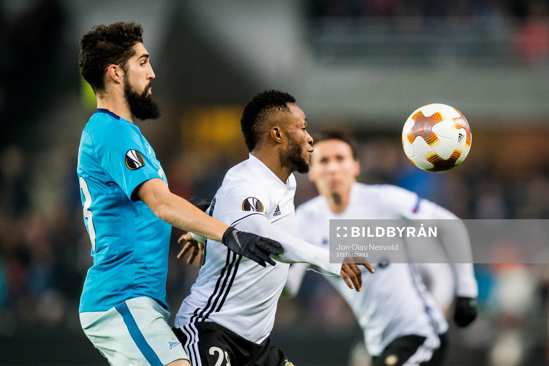 Miha Mevlja of Zenit and Samuel Adegbenro of Rosenborg