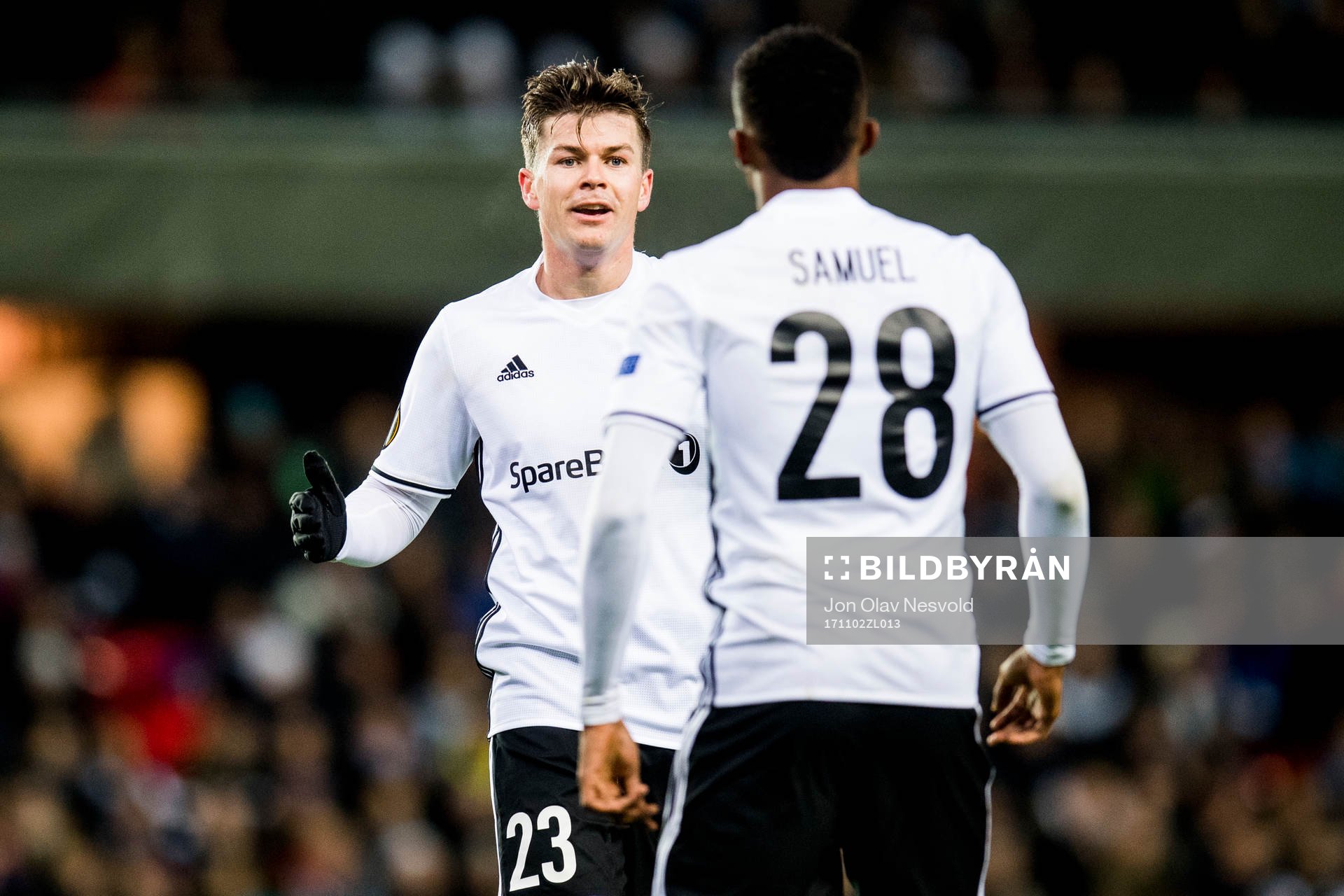 Pål André Helland and Samuel Adegbenro of Rosenborg of