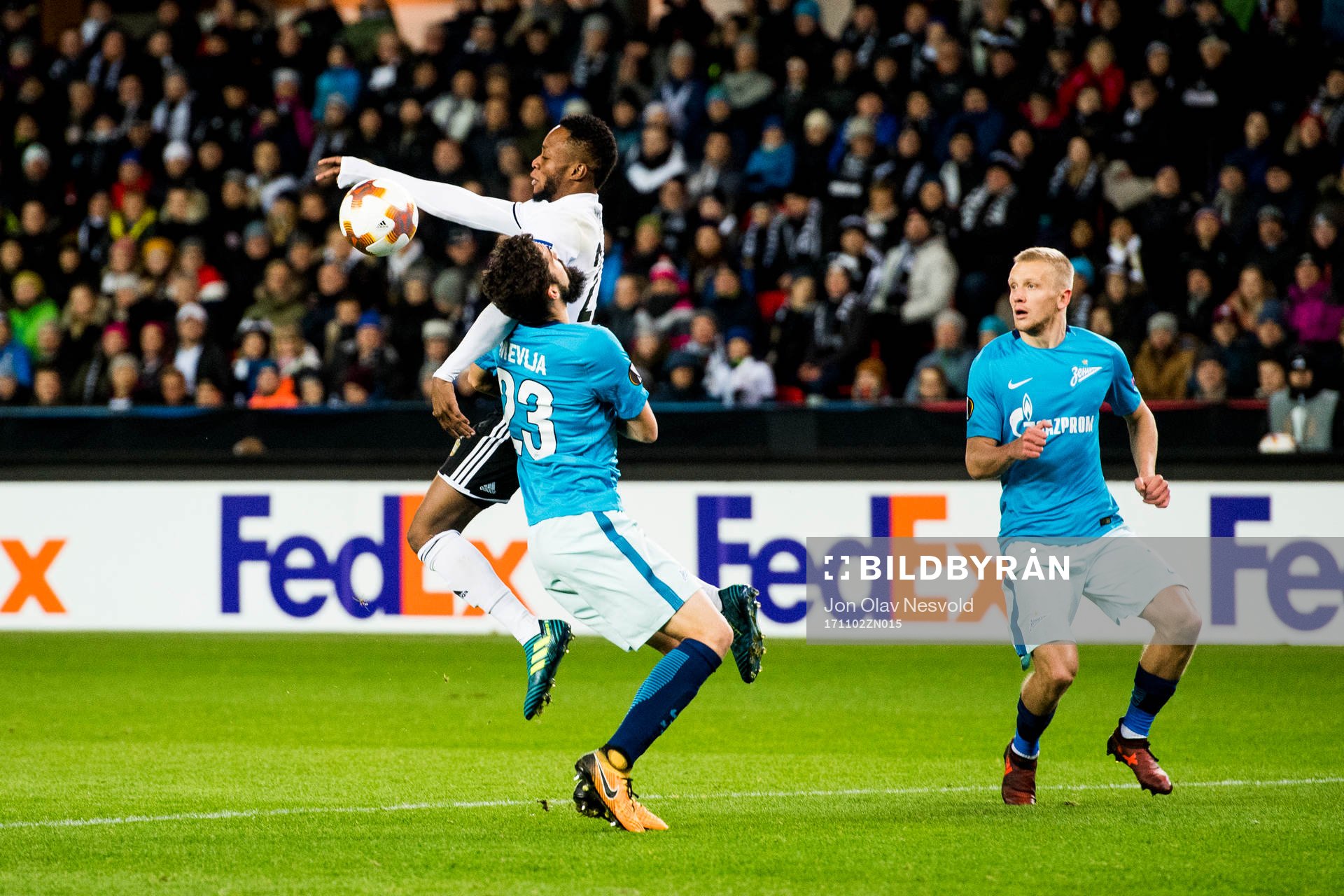 Samuel Adegbenro of Rosenborg and Miha Mevlja of Zenit in