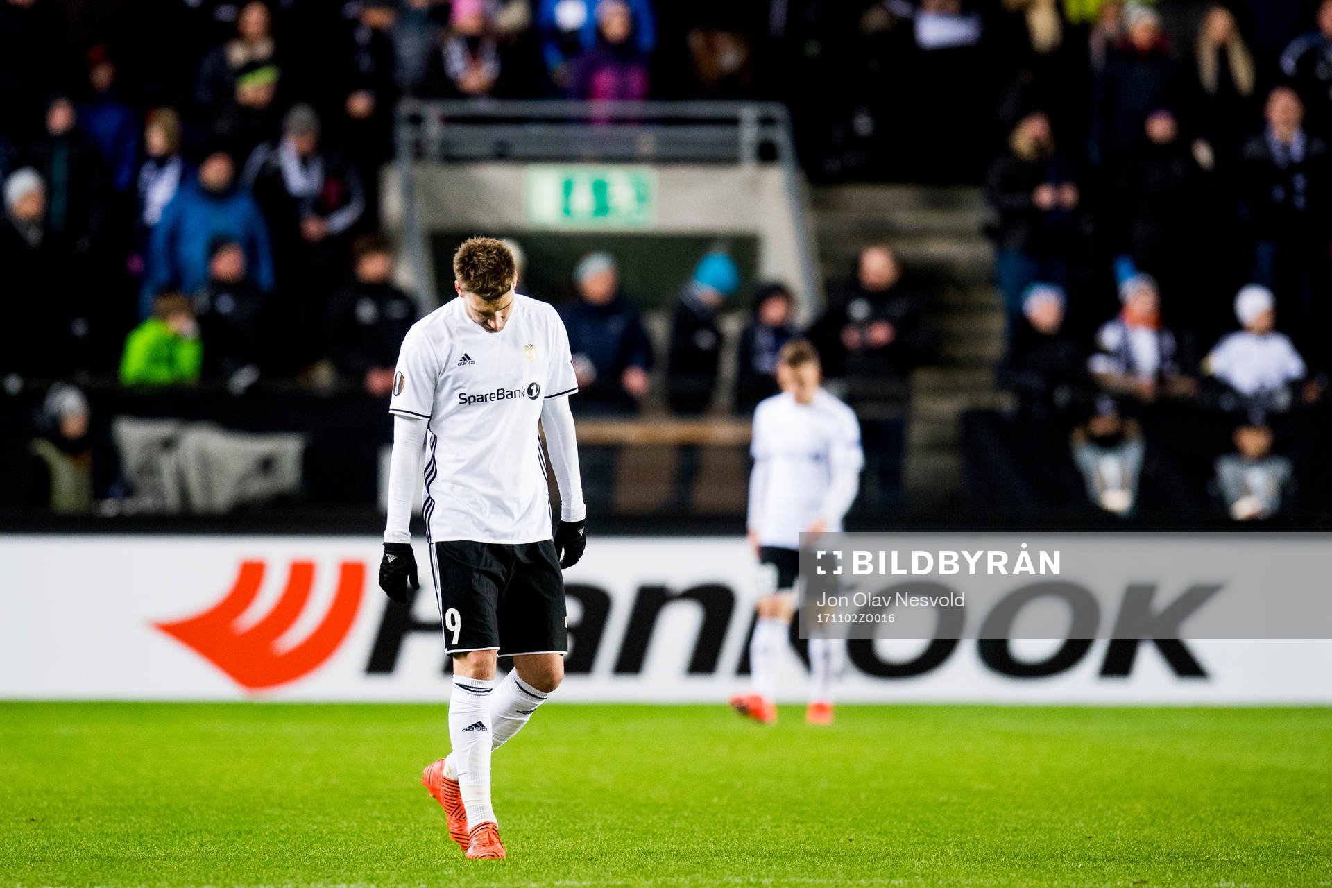 Nicklas Bendtner of Rosenborg looks dejected